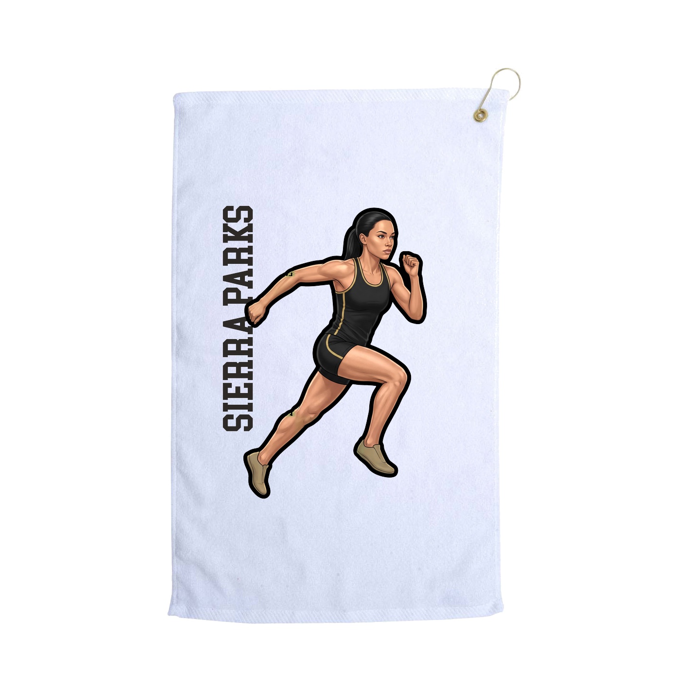 Golf Towel — Name Vertical in White