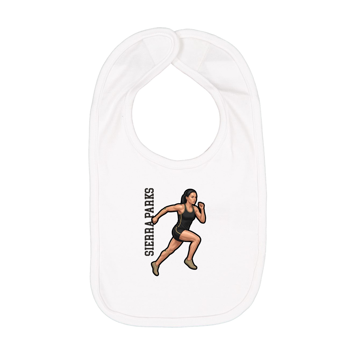 Infant Bib — Name Vertical in White
