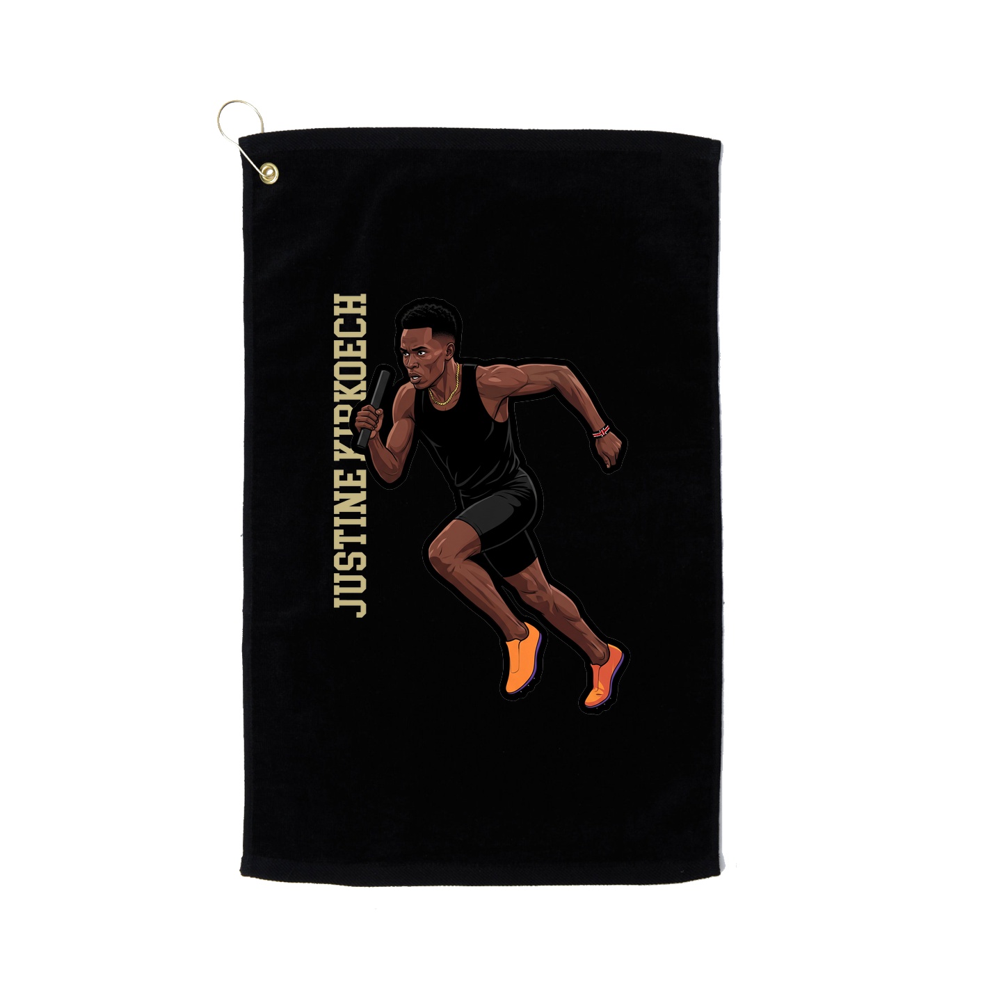 Golf Towel — Name Vertical in Black