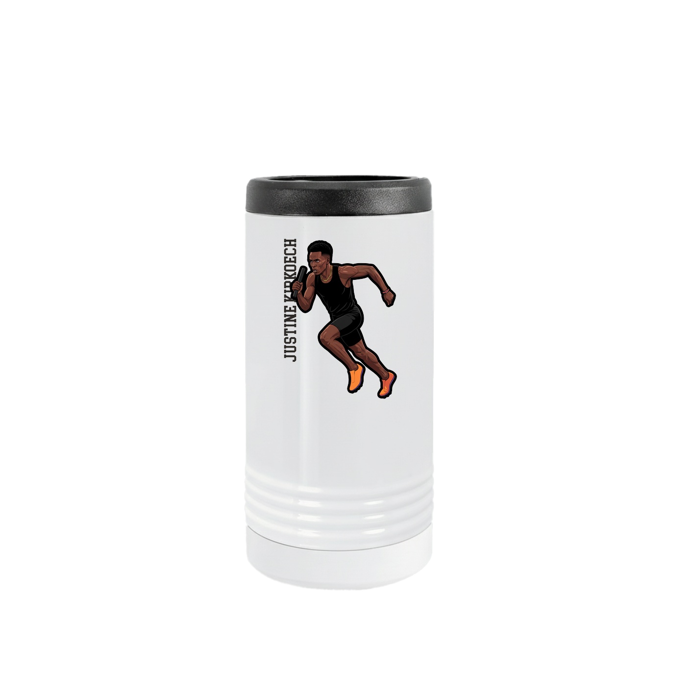 Slim Beverage Holder — Name Vertical in White