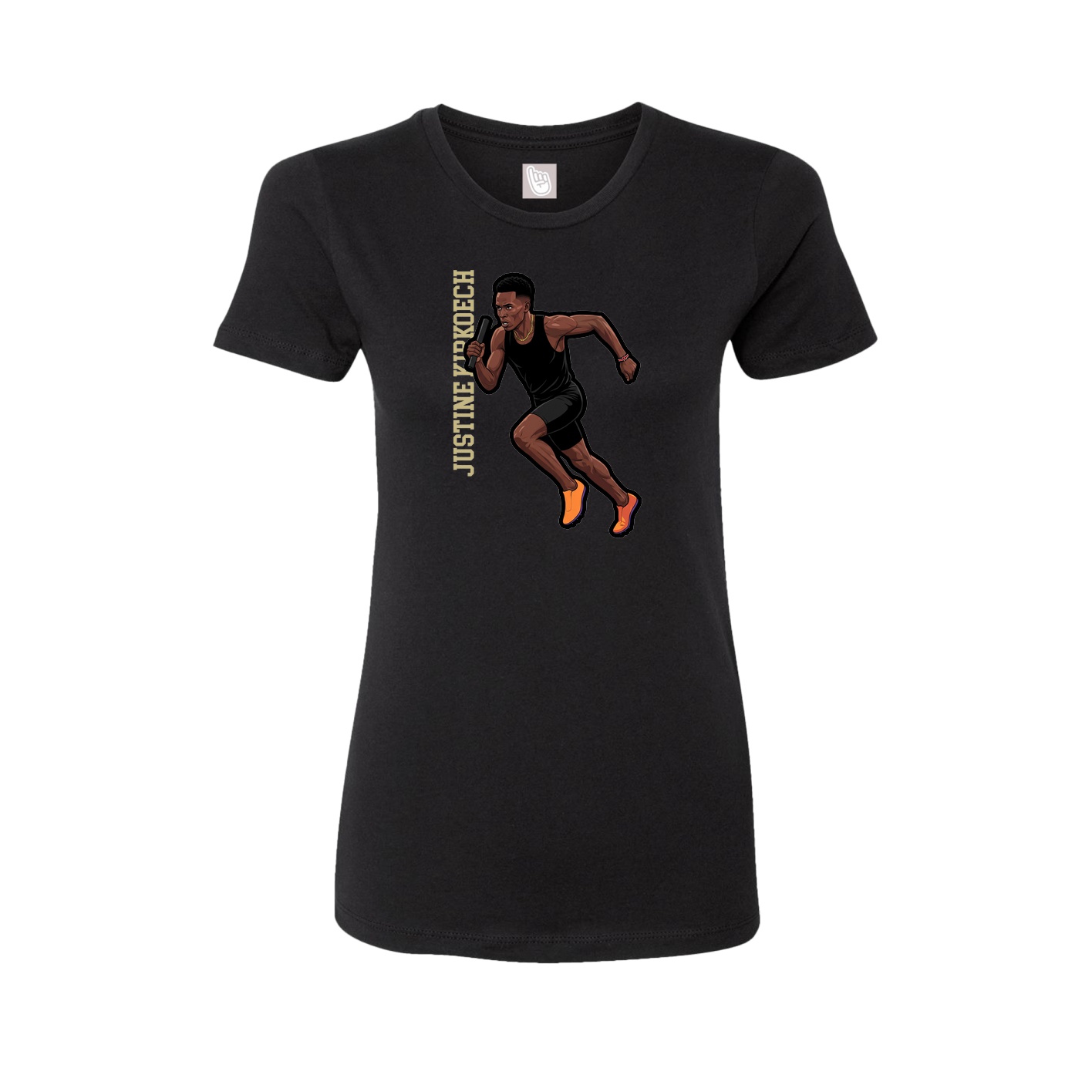 Fitted Women's Tee — Name Vertical in Black