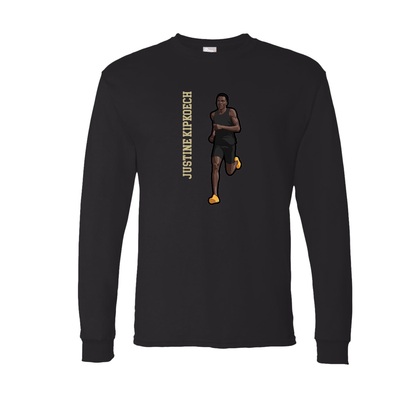 Long Sleeve Tee — Name Vertical in Black
