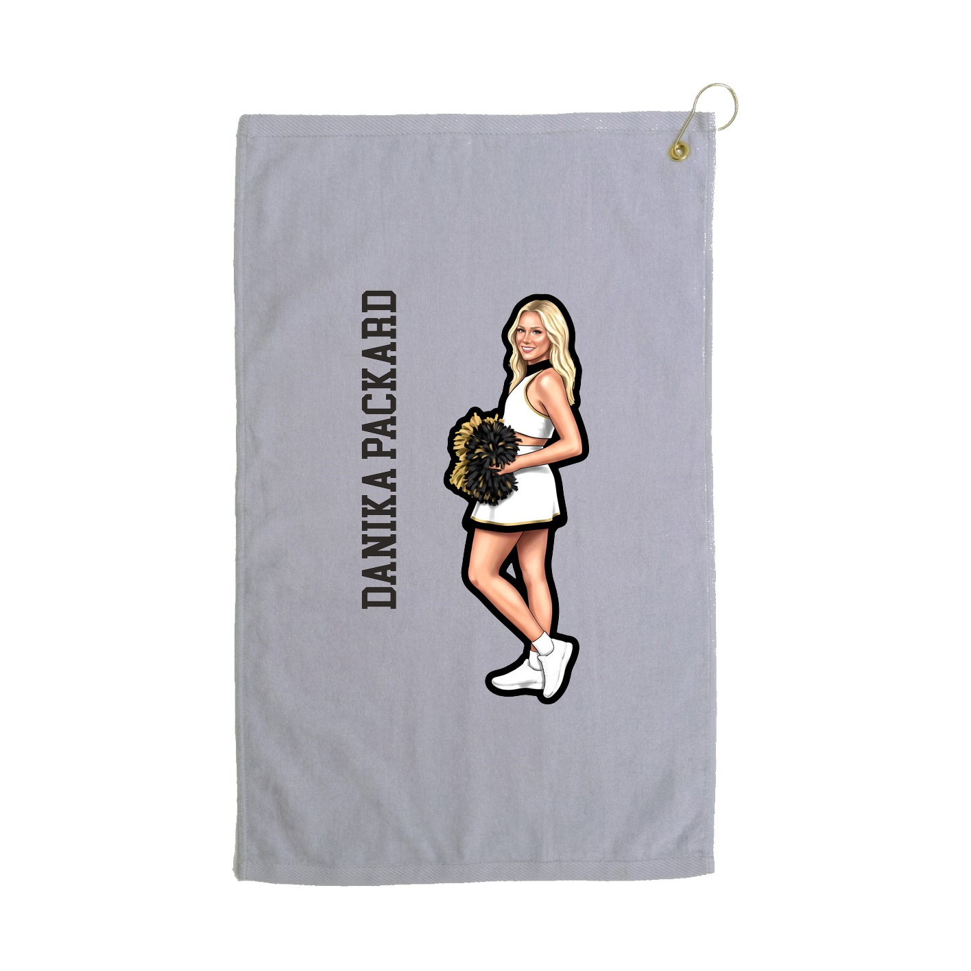Golf Towel — Name Vertical in Grey