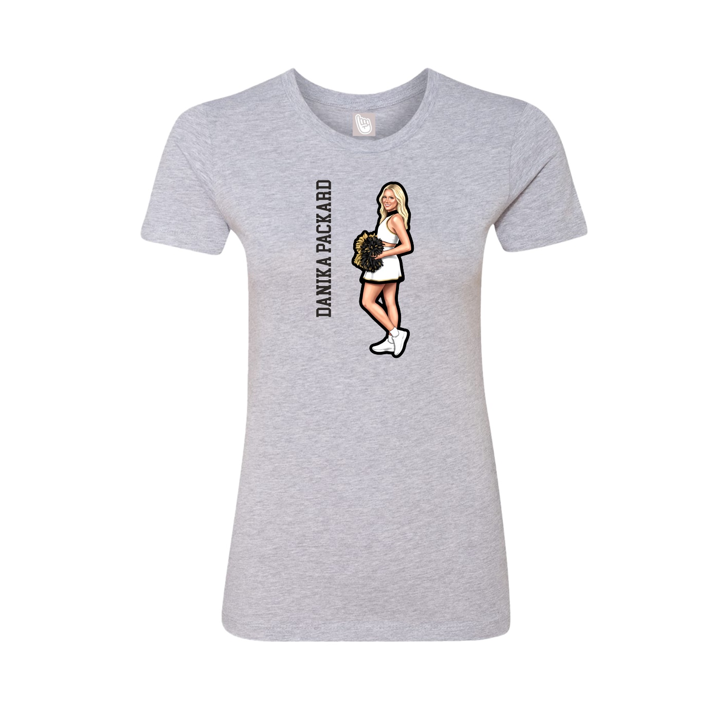 Womens Tee — Name Vertical in Grey