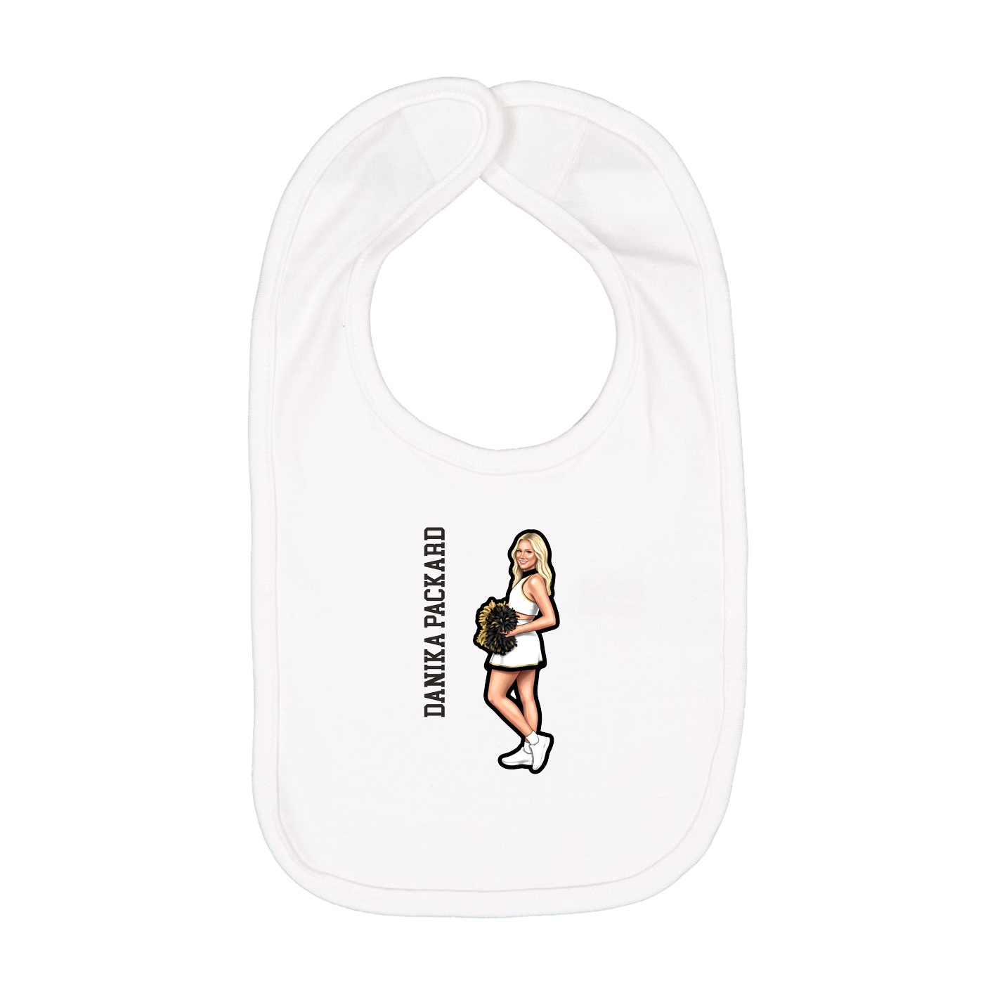 Infant Bib — Name Vertical in White