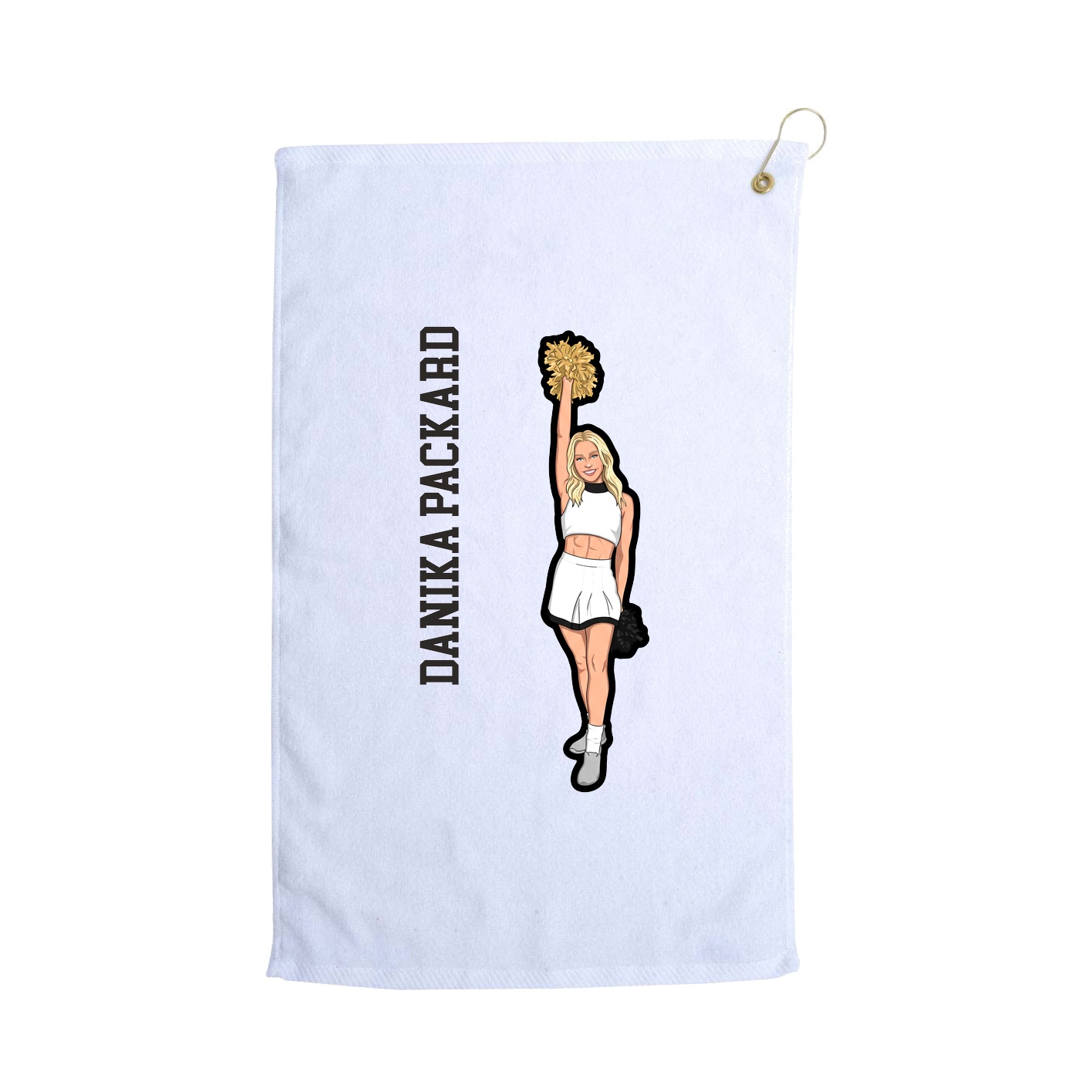Golf Towel — Name Vertical in White