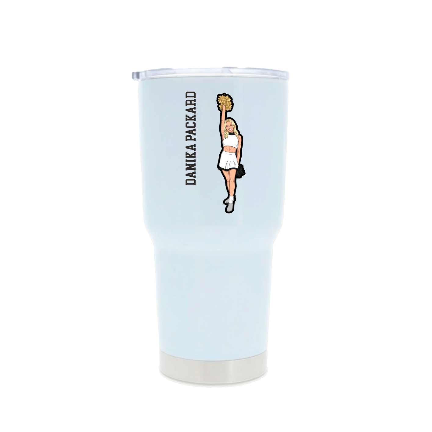 30oz Stainless Steel Tumbler — Name Vertical in White