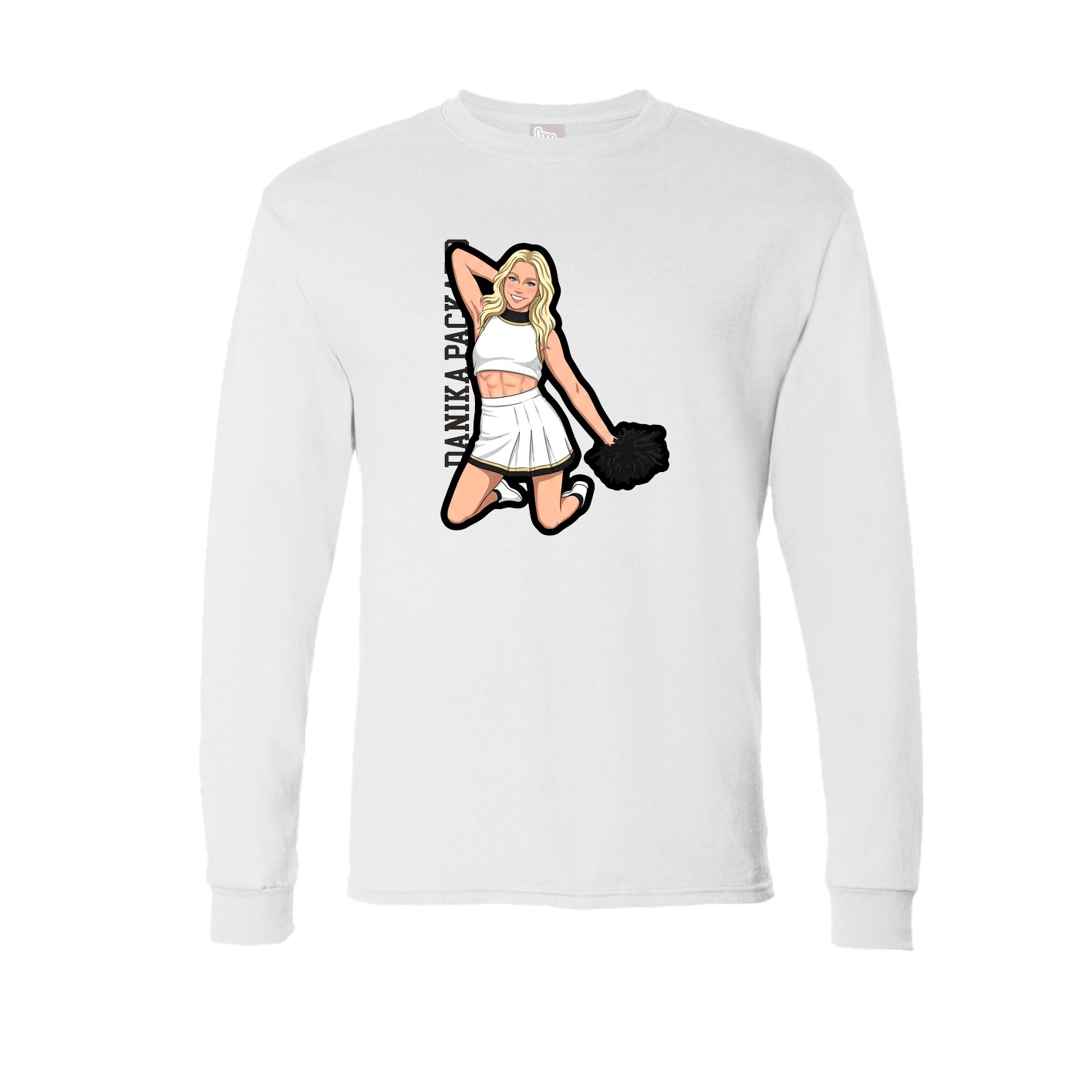 Long Sleeve Tee — Name Vertical in White