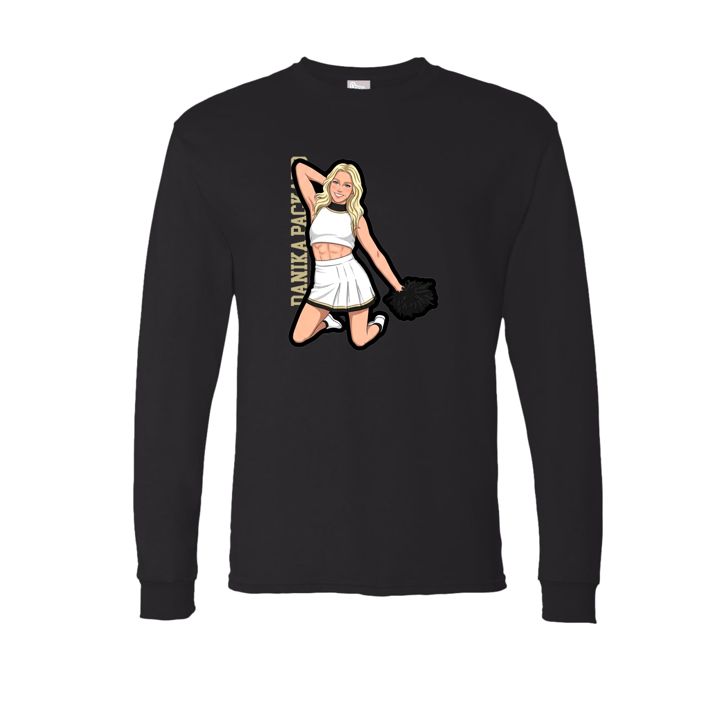 Long Sleeve Tee — Name Vertical in Black