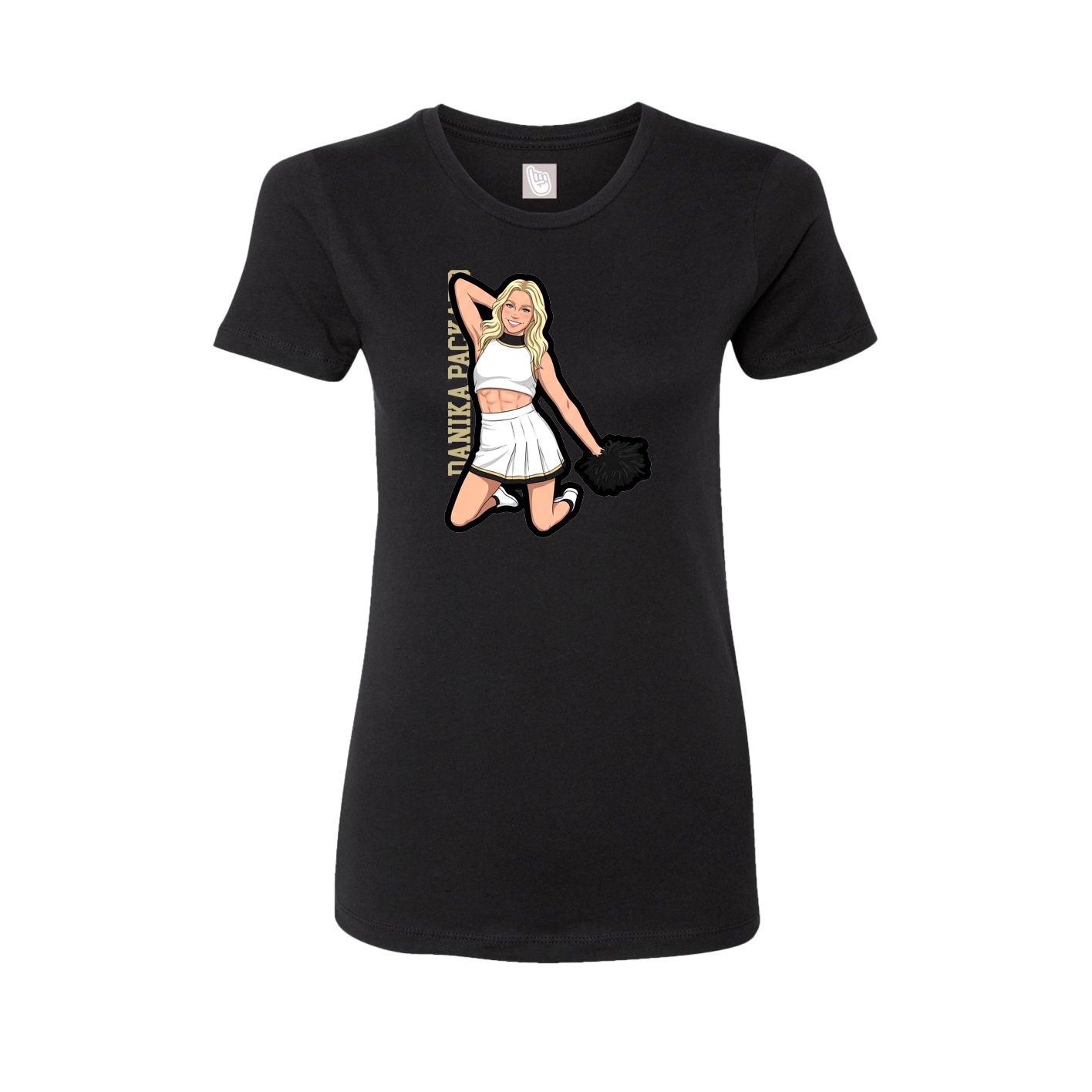 Womens Tee — Name Vertical in Black