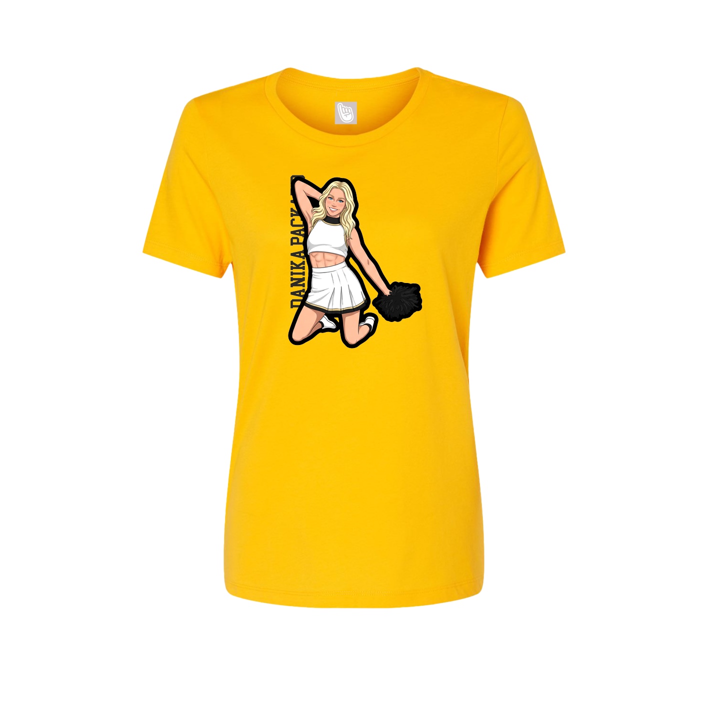 Fitted Women's Tee — Name Vertical in Gold