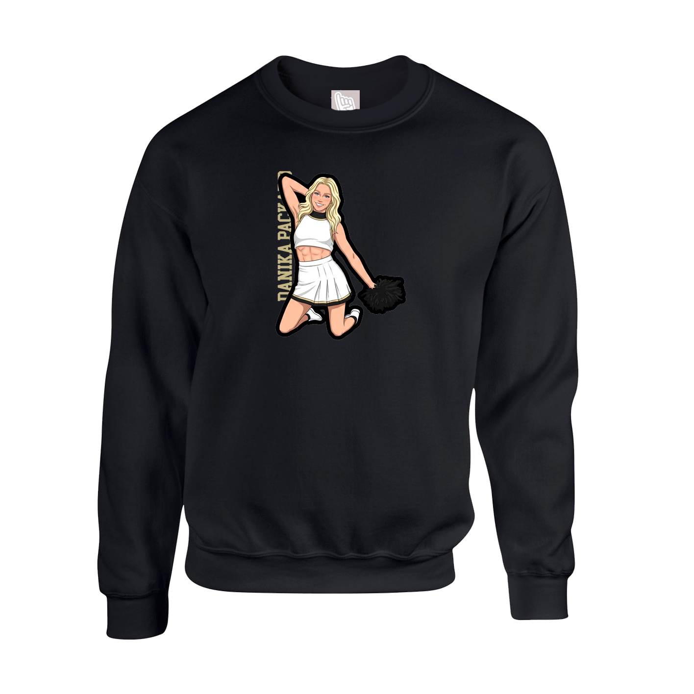 Fleece Crew — Name Vertical in Black