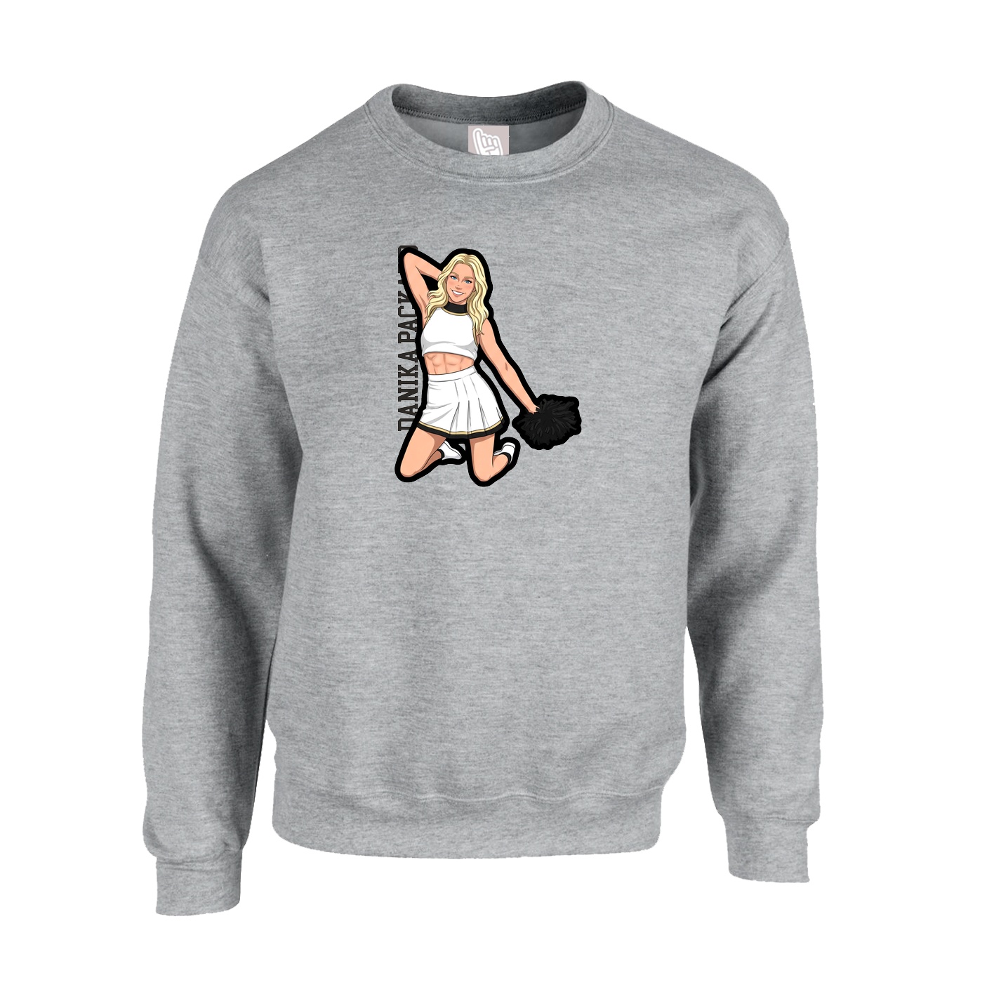 Fleece Crew — Name Vertical in Grey