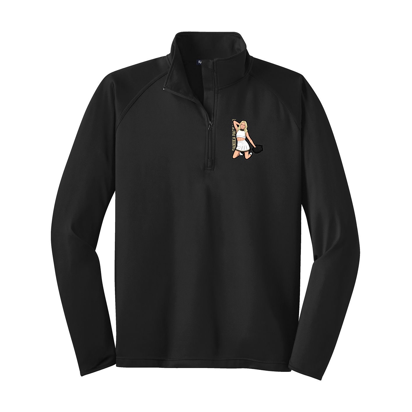 Q-Zip Pullover — Name Vertical in Black