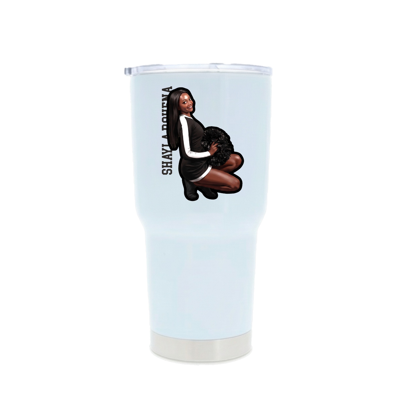 30oz Stainless Steel Tumbler — Name Vertical in White