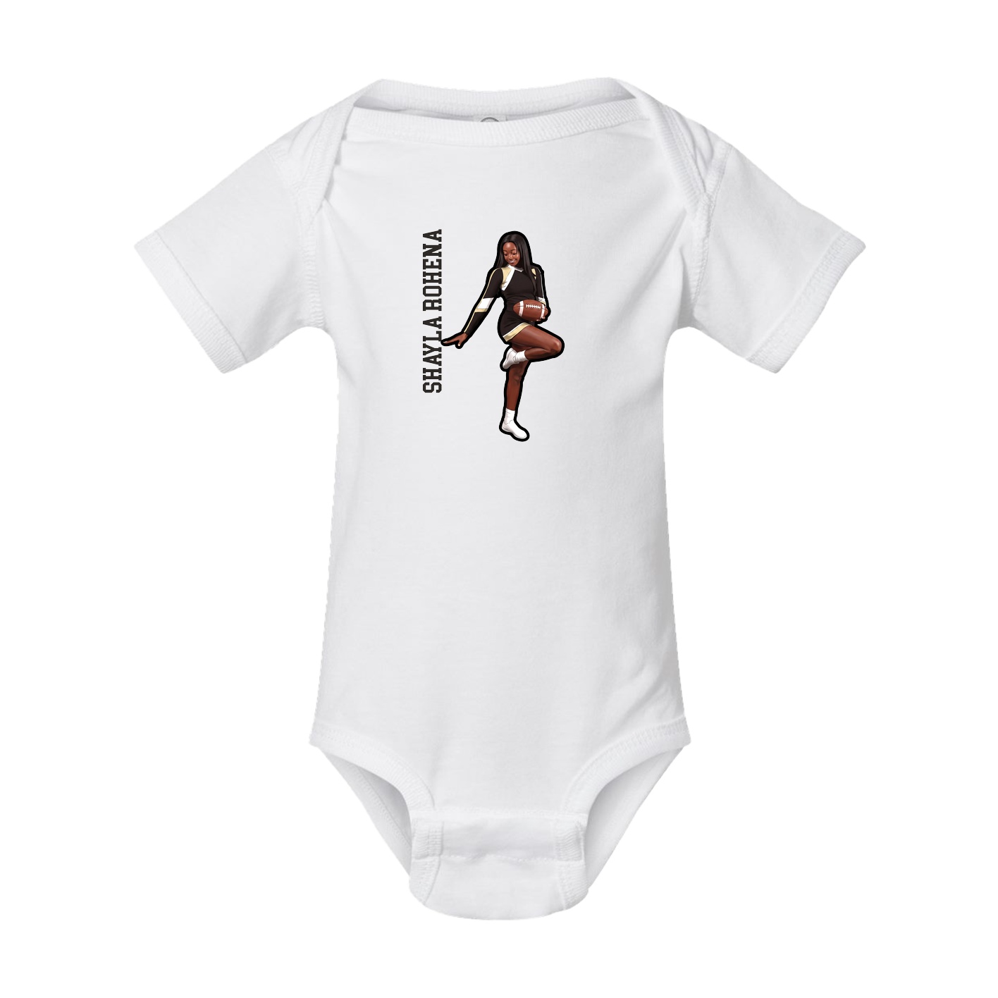 Baby Onesie — Name Vertical in White