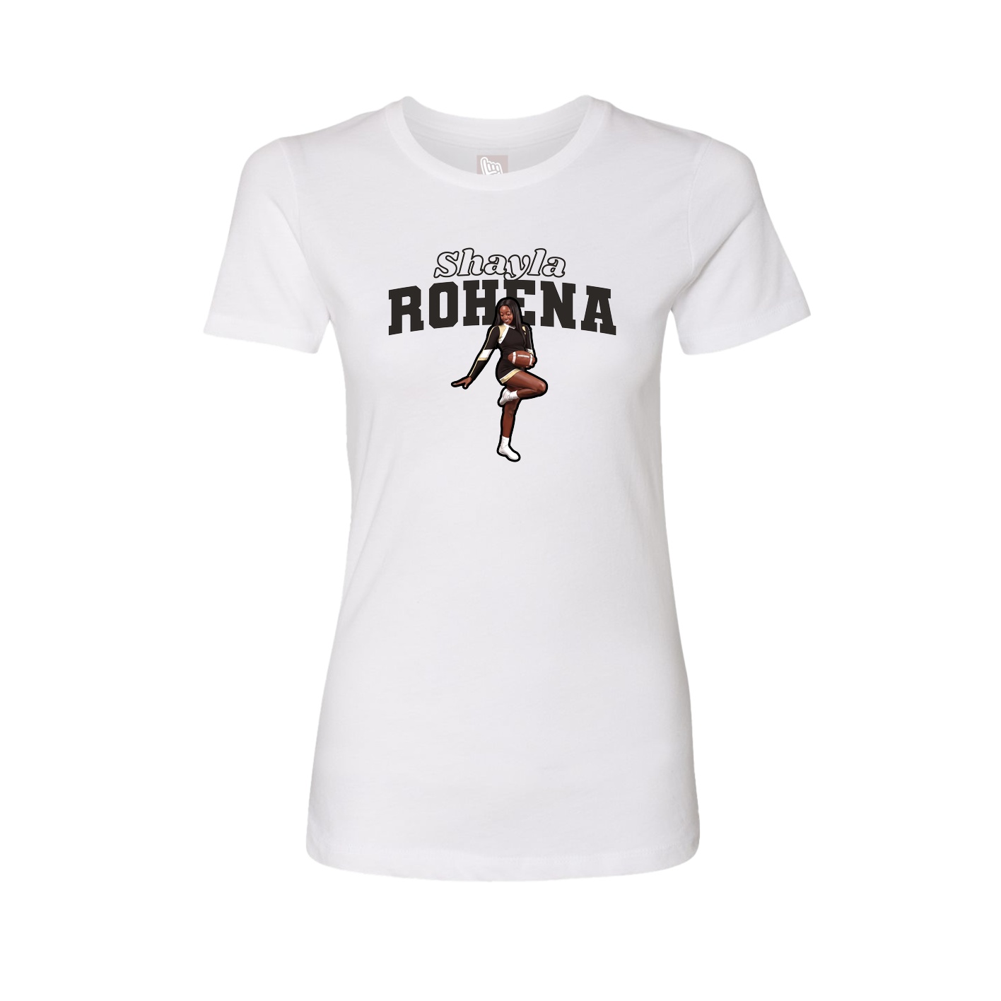 Womens Tee — Name Arch in White