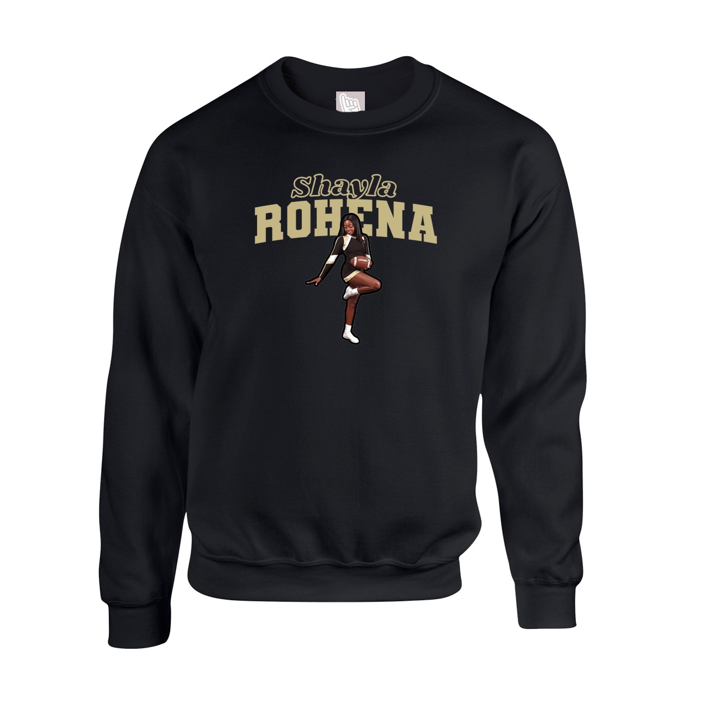 Fleece Crew — Name Arch in Black