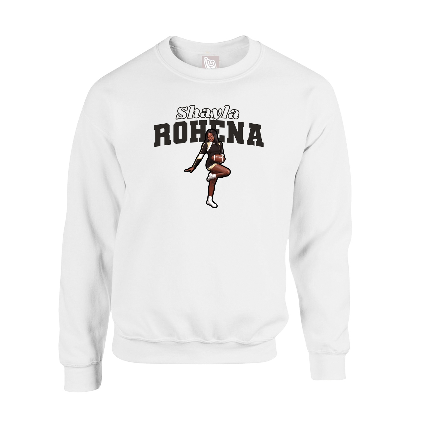 Fleece Crew — Name Arch in White