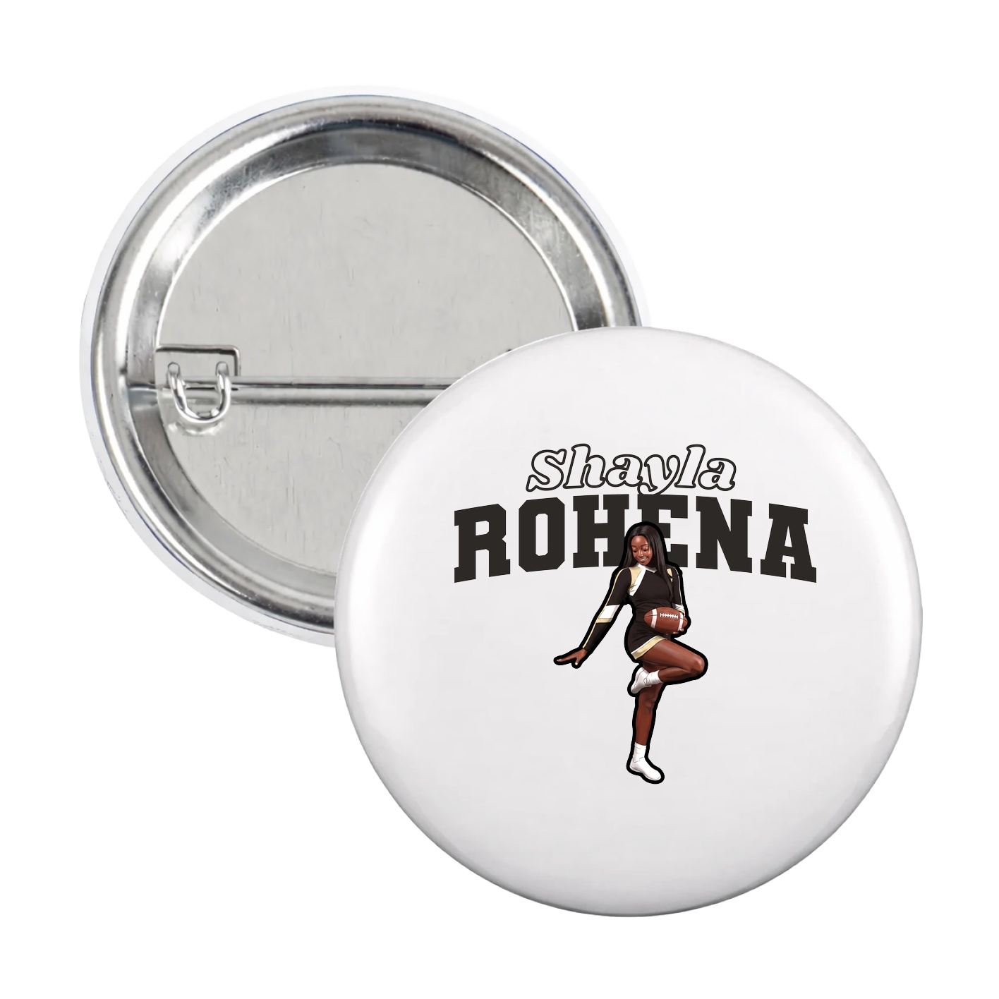 Game Day Button — Name Arch in White
