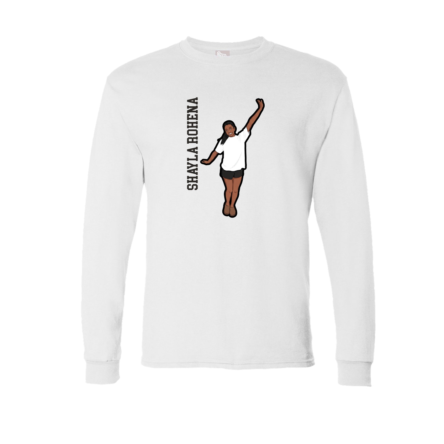Long Sleeve Tee — Name Vertical in White