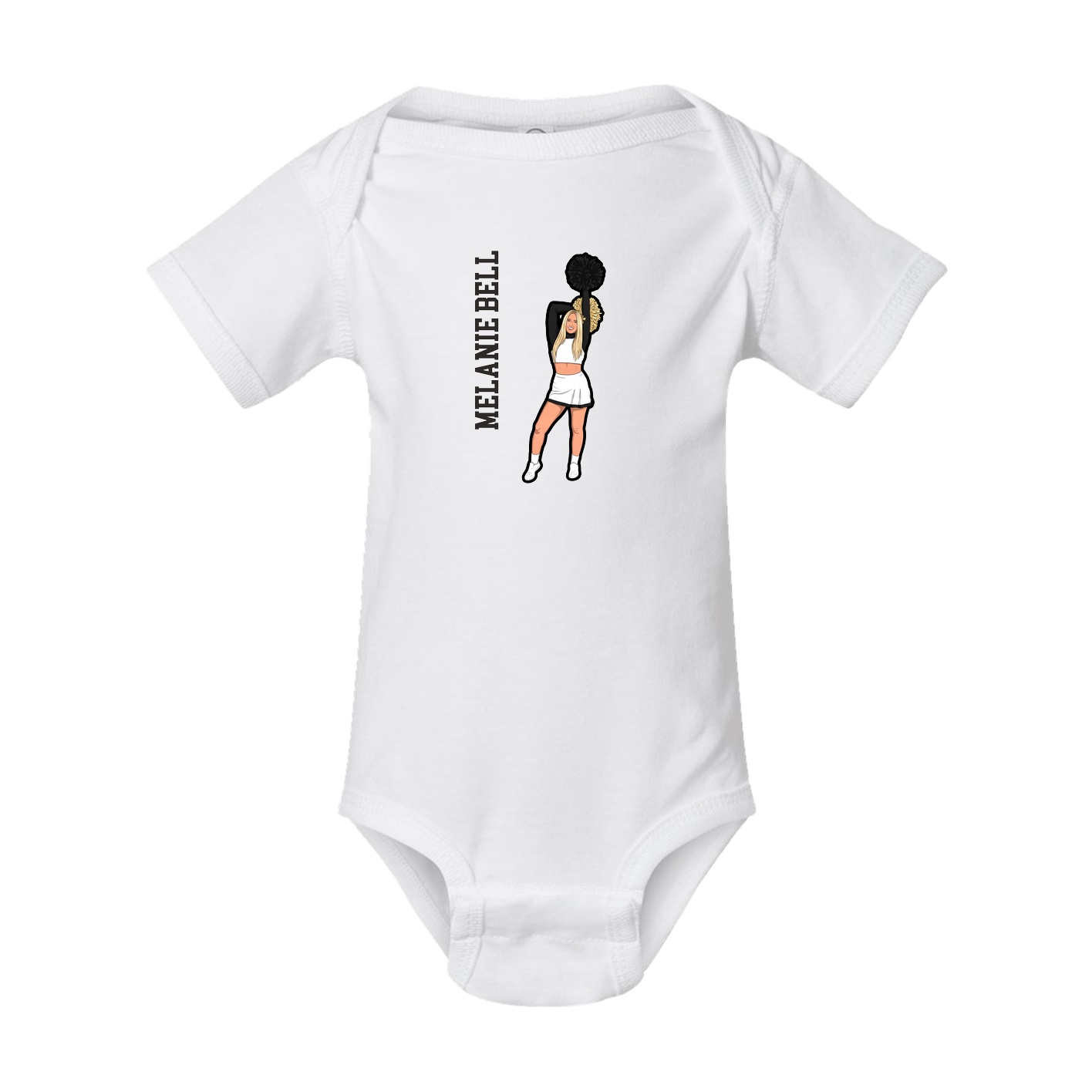 Baby Onesie — Name Vertical in White
