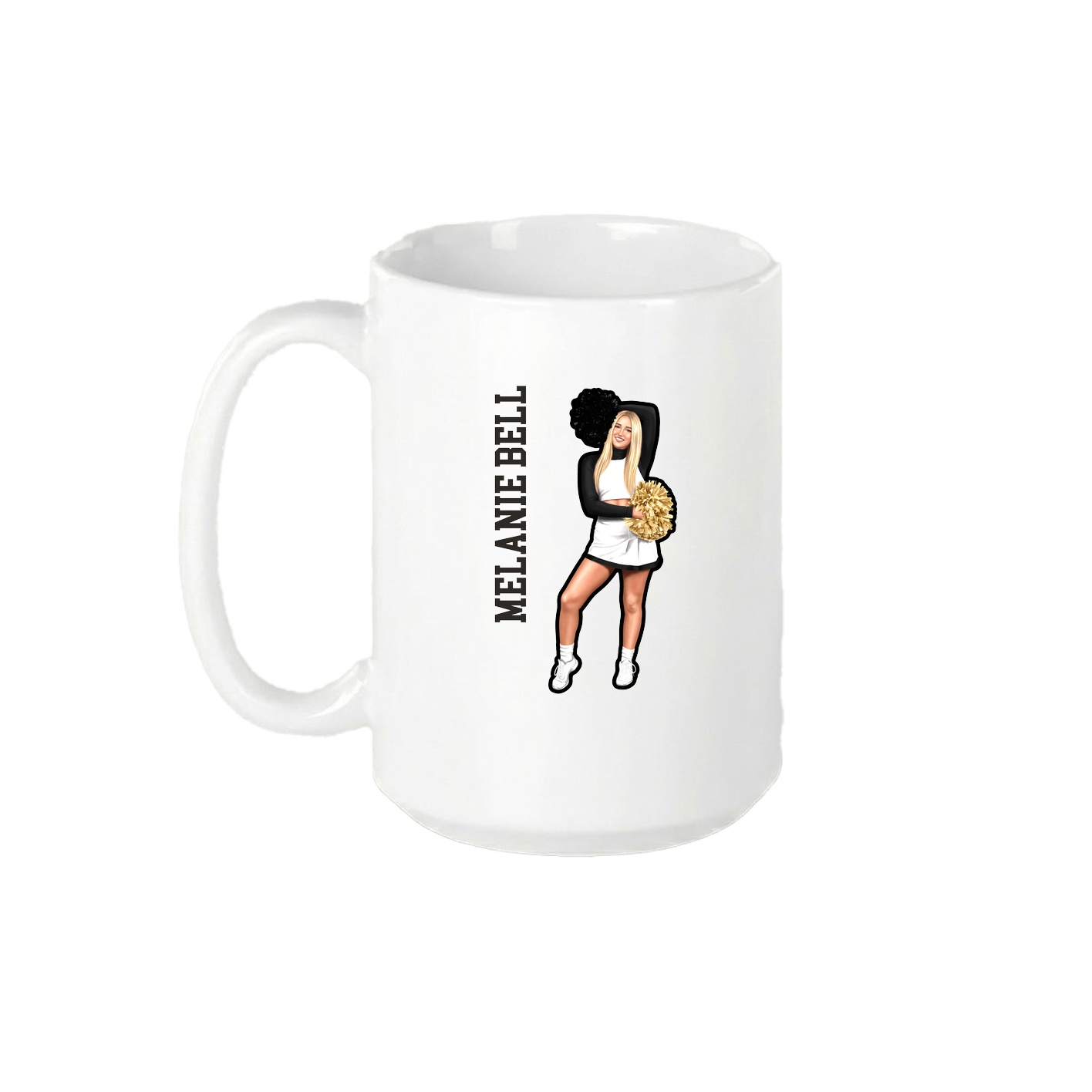 15oz Coffee Mug — Name Vertical in White