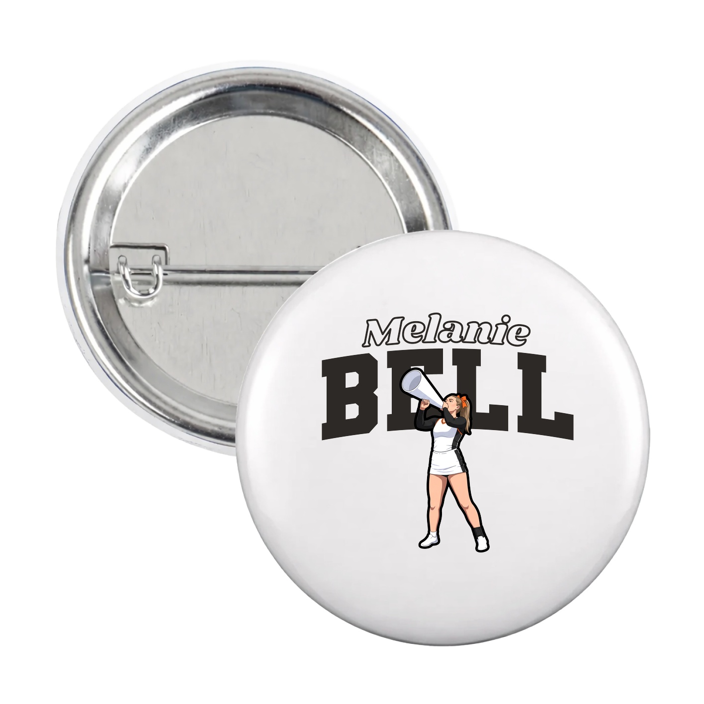 Game Day Button — Name Arch in White