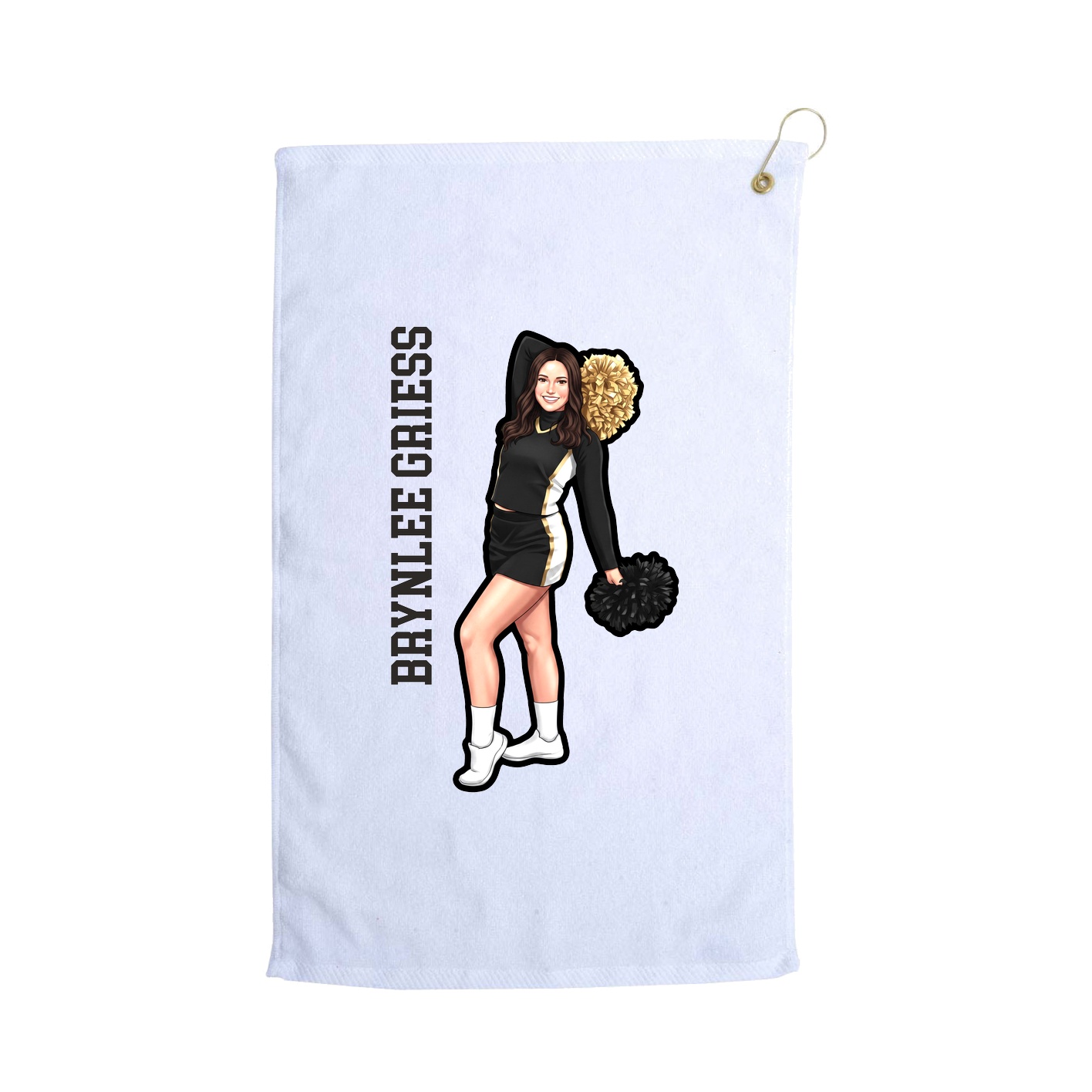 Golf Towel — Name Vertical in White