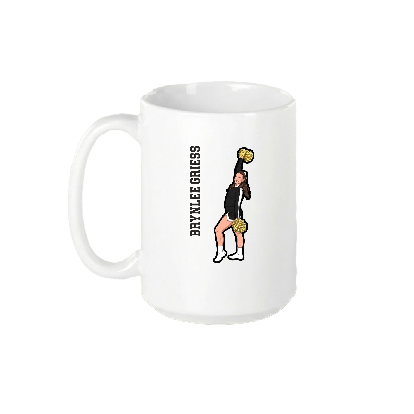 15oz Coffee Mug — Name Vertical in White