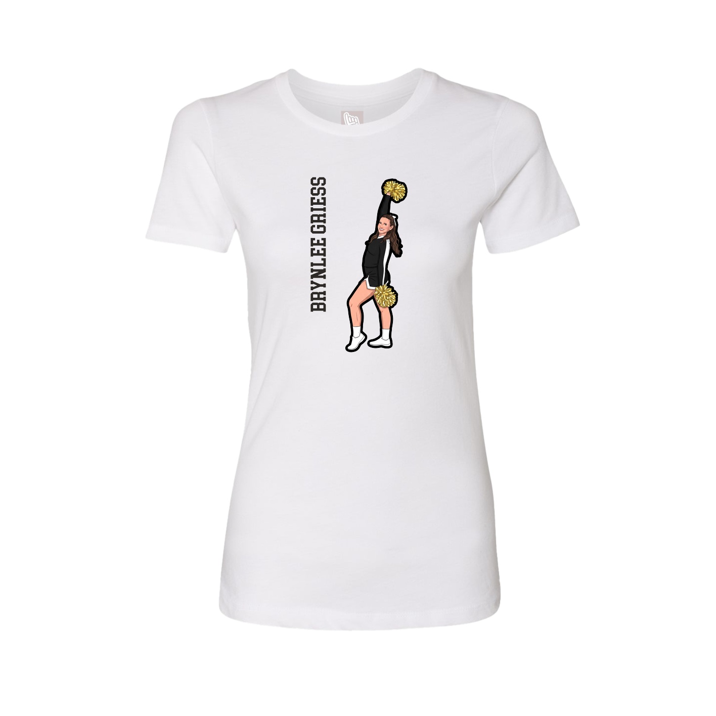 Fitted Women's Tee — Name Vertical in White