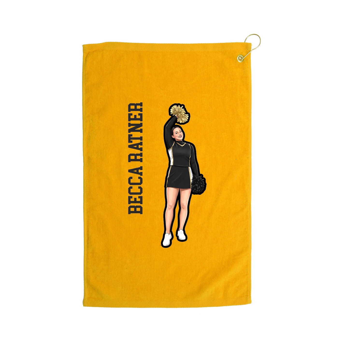 Golf Towel — Name Vertical in Gold
