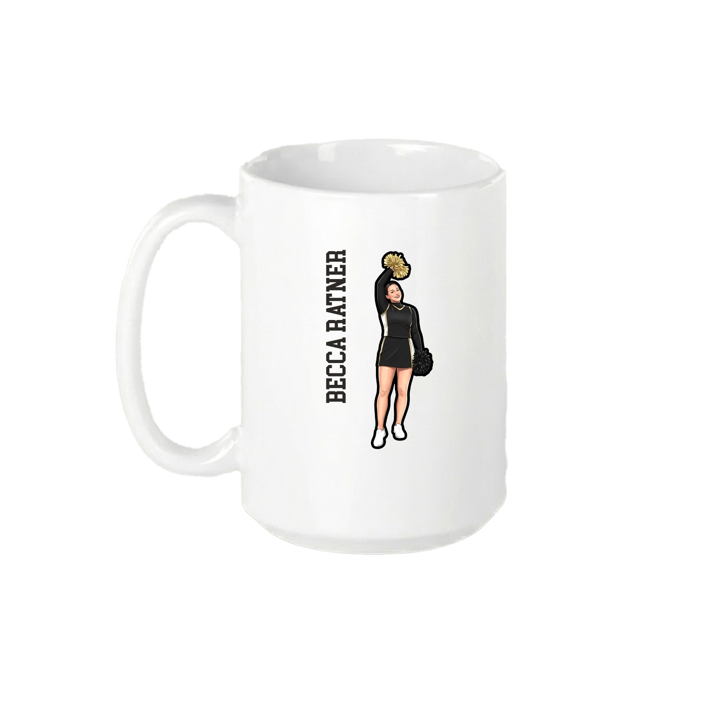 15oz Coffee Mug — Name Vertical in White