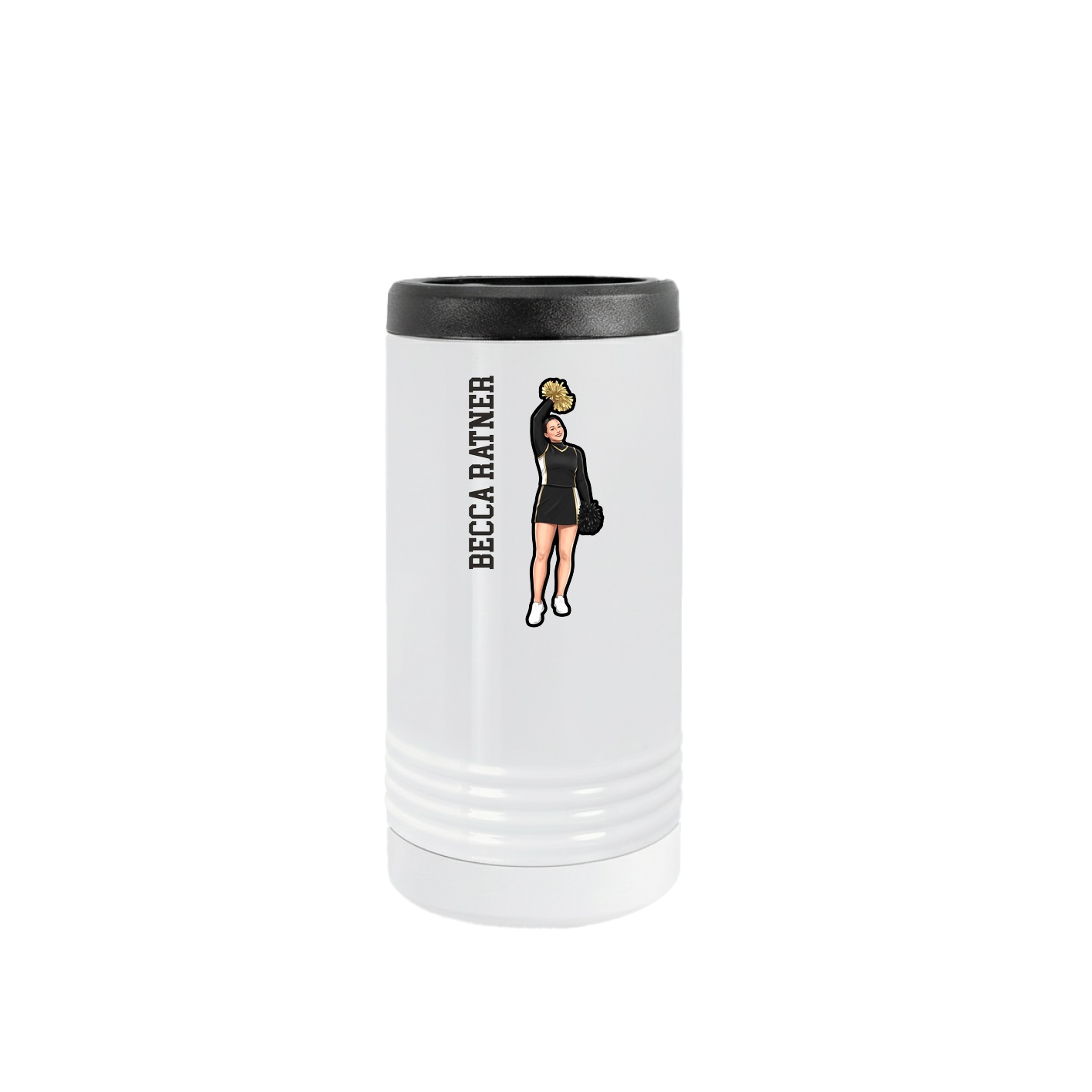 Slim Beverage Holder — Name Vertical in White