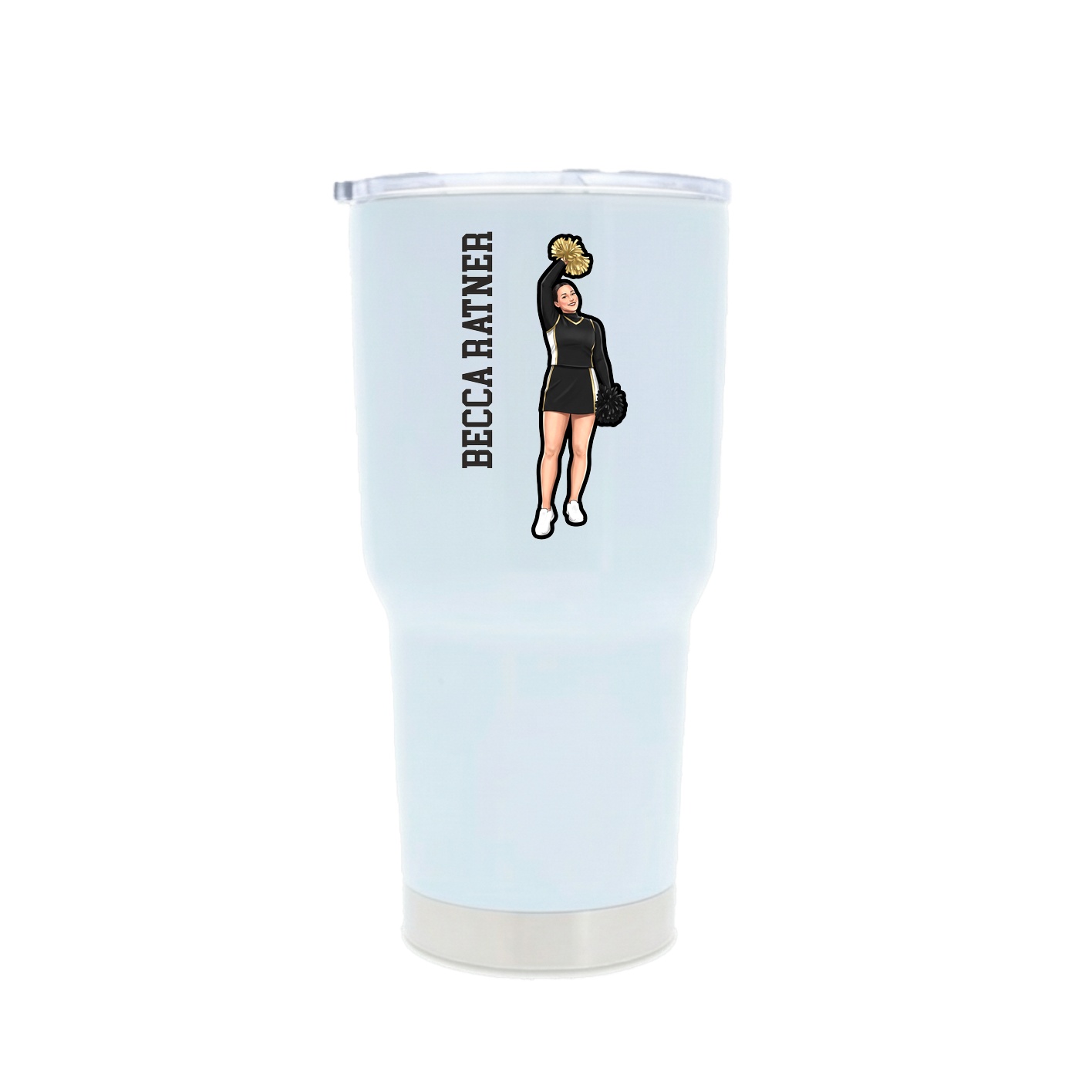 30oz Stainless Steel Tumbler — Name Vertical in White