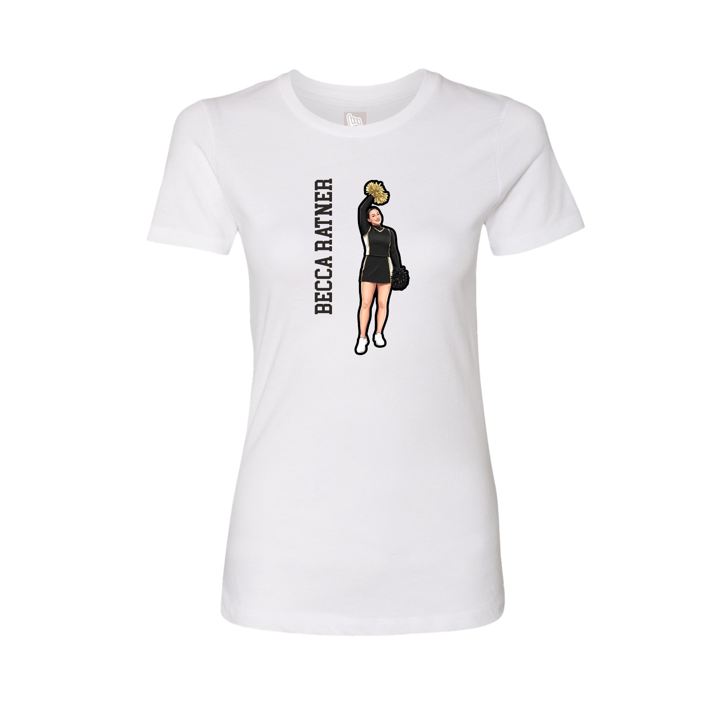 Fitted Women's Tee — Name Vertical in White