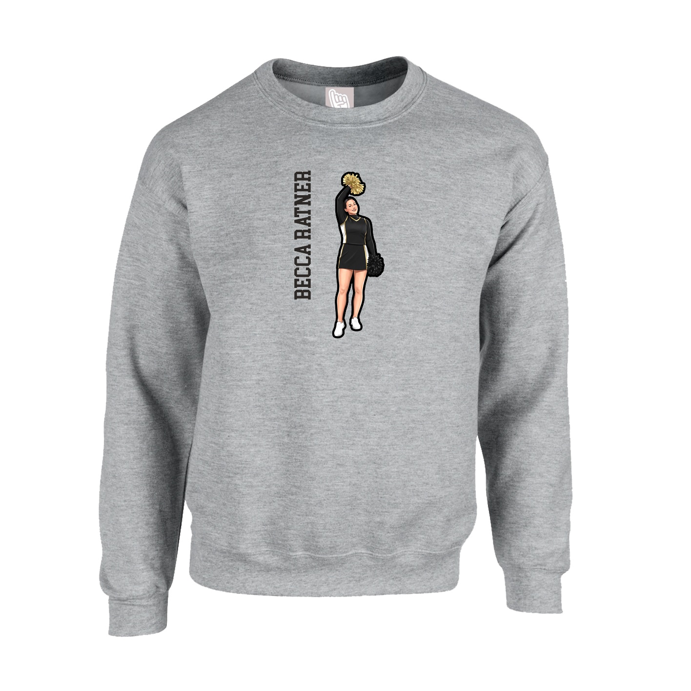Fleece Crew — Name Vertical in Grey