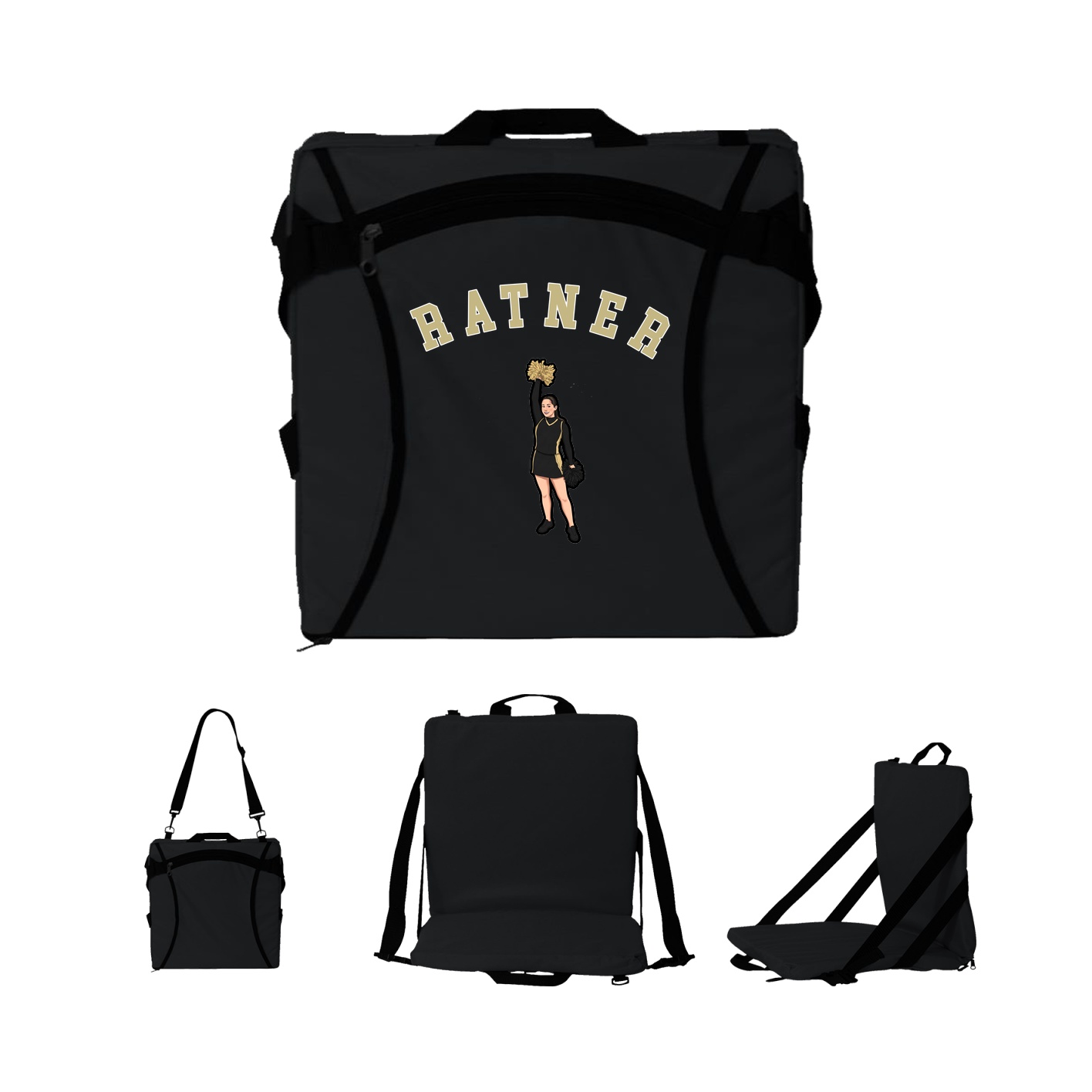 Folding Stadium Seat — Shirsey Arch in Black