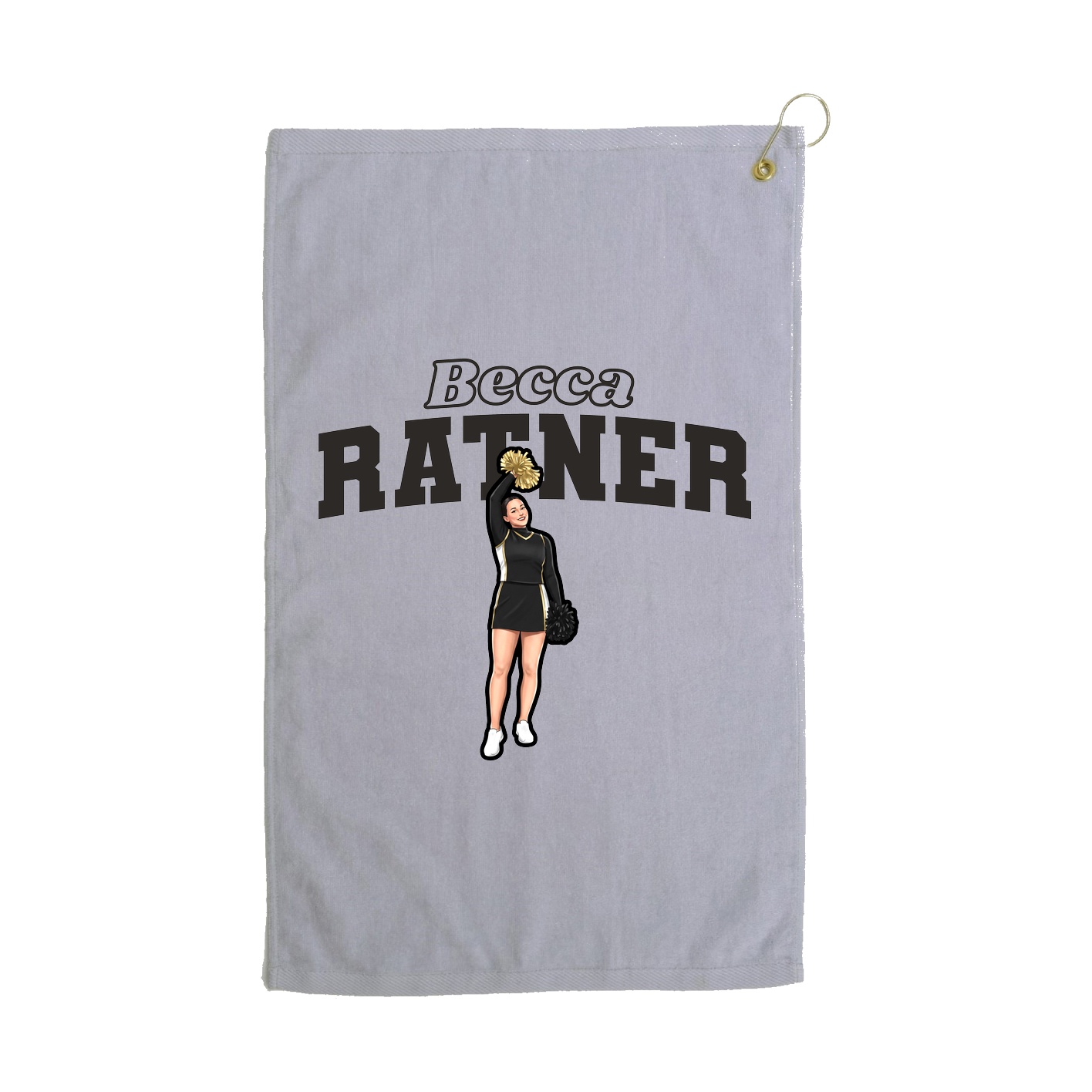 Golf Towel — Name Arch in Grey