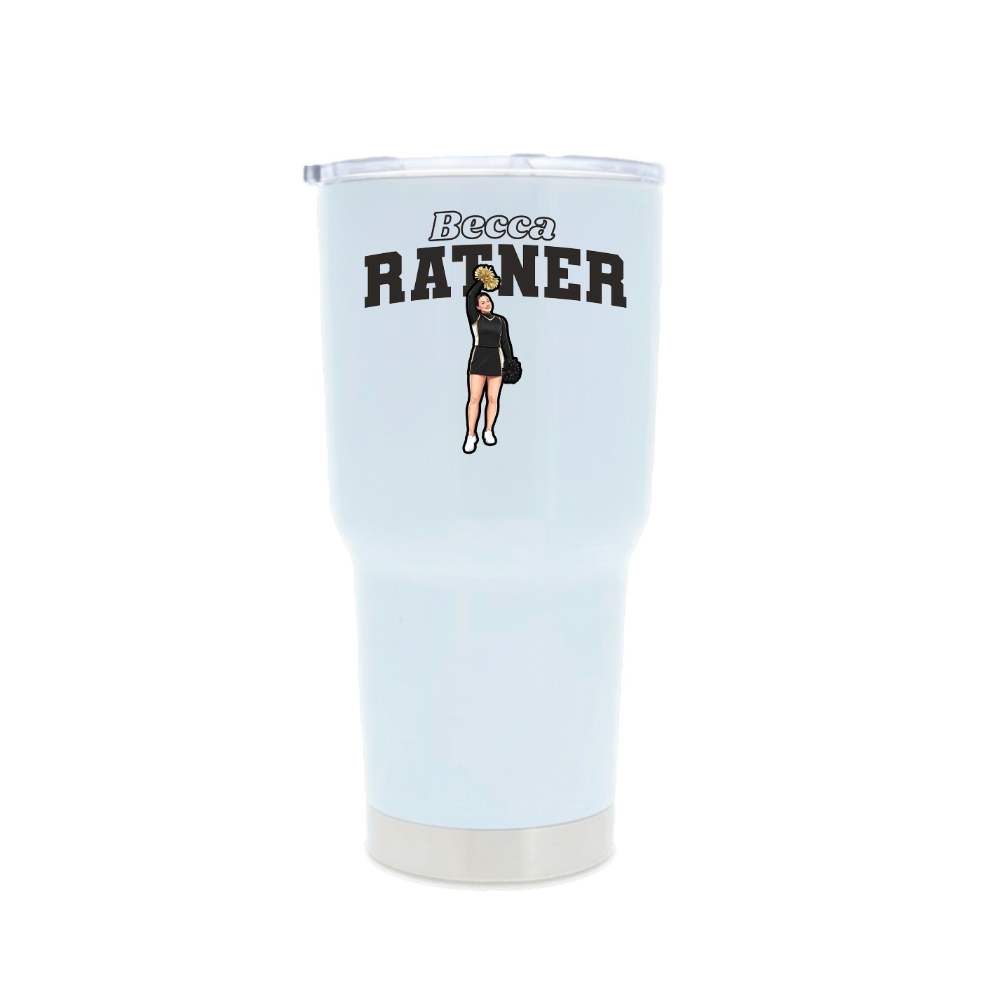 30oz Stainless Steel Tumbler — Name Arch in White