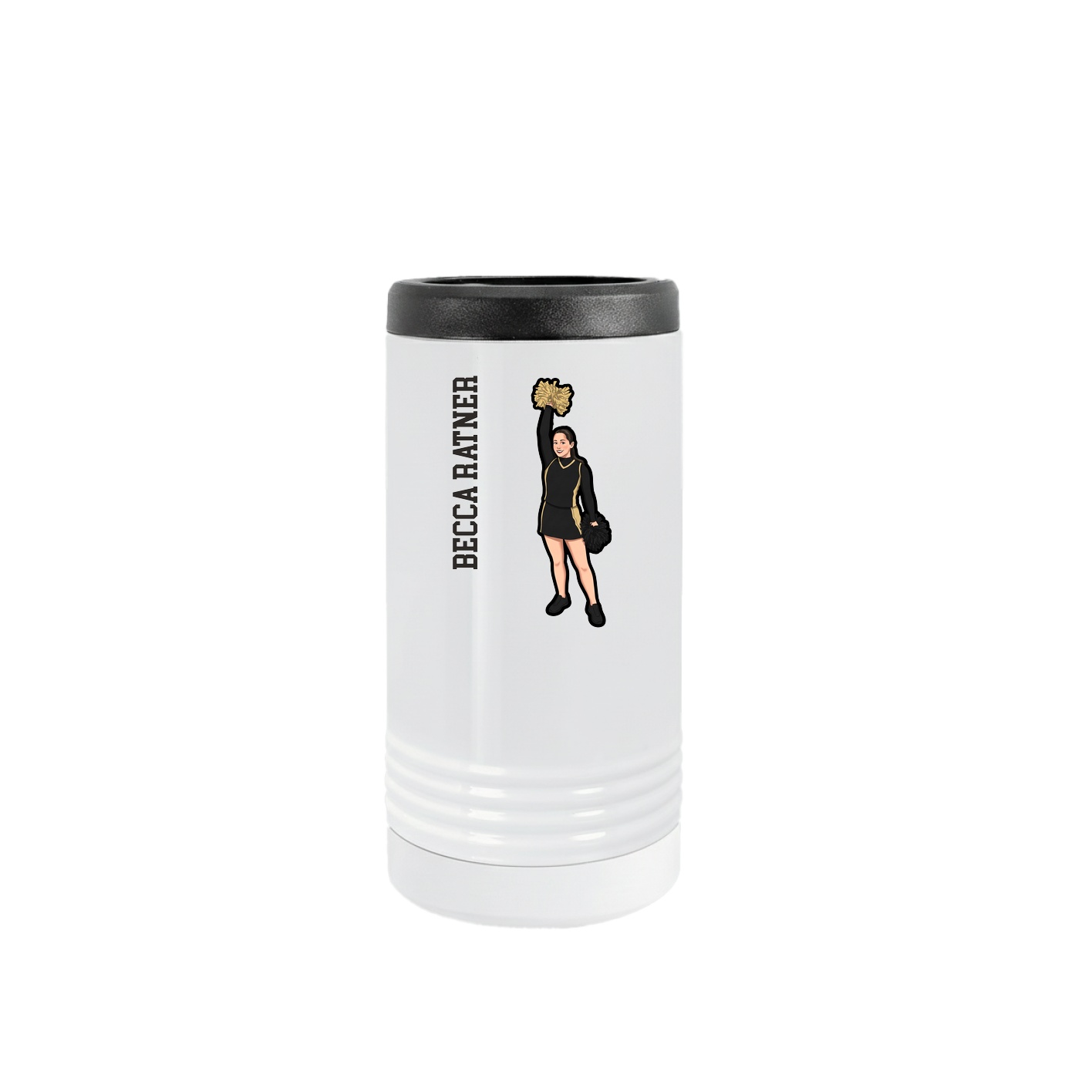Slim Beverage Holder — Name Vertical in White