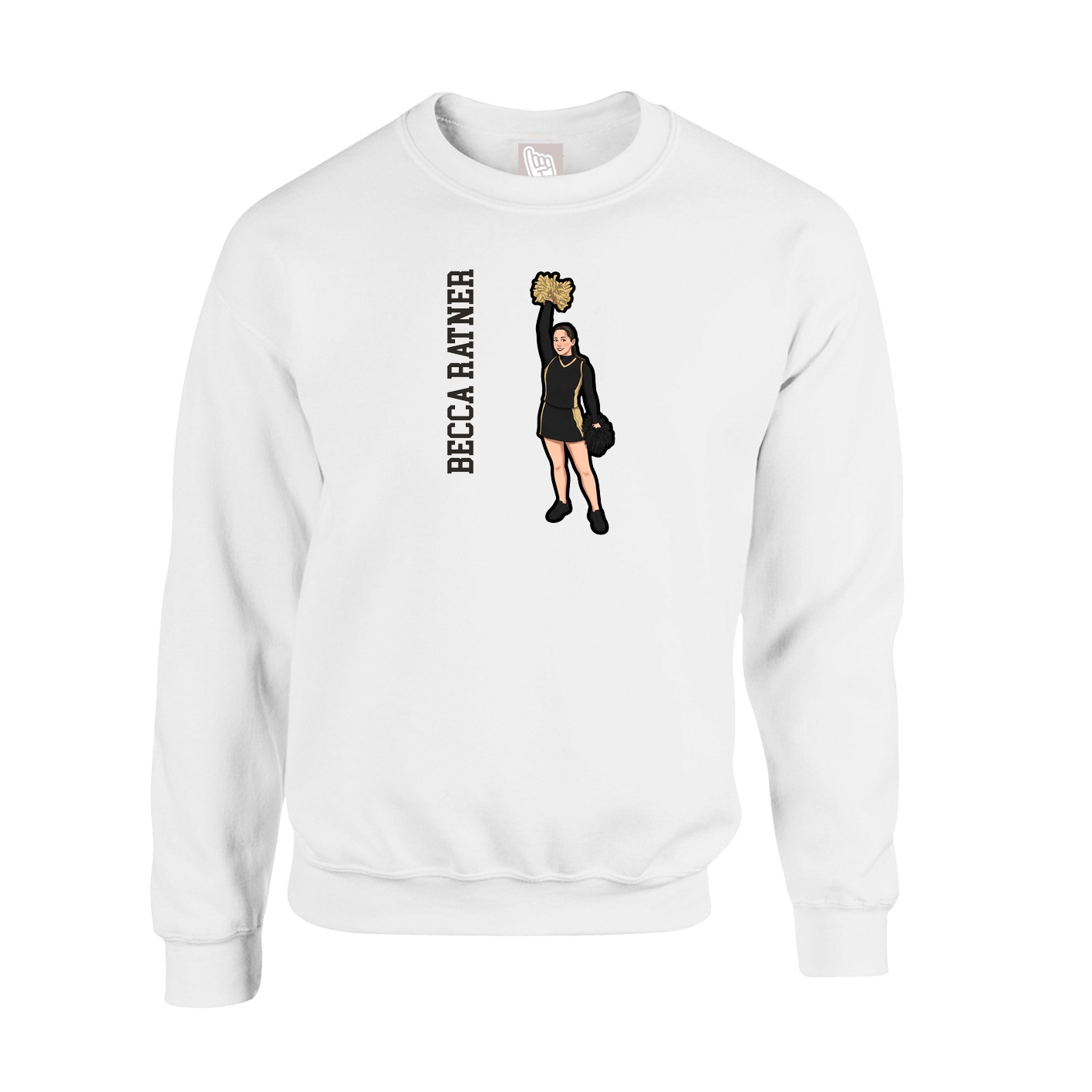 Fleece Crew — Name Vertical in White