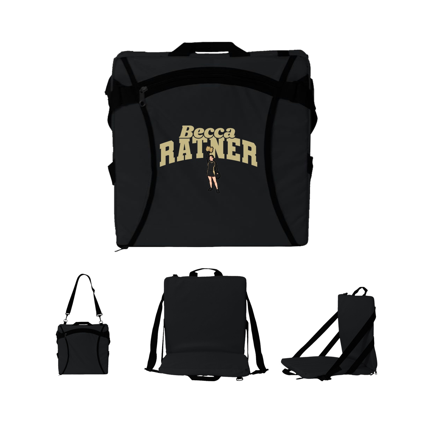 Folding Stadium Seat — Signature Arch in Black