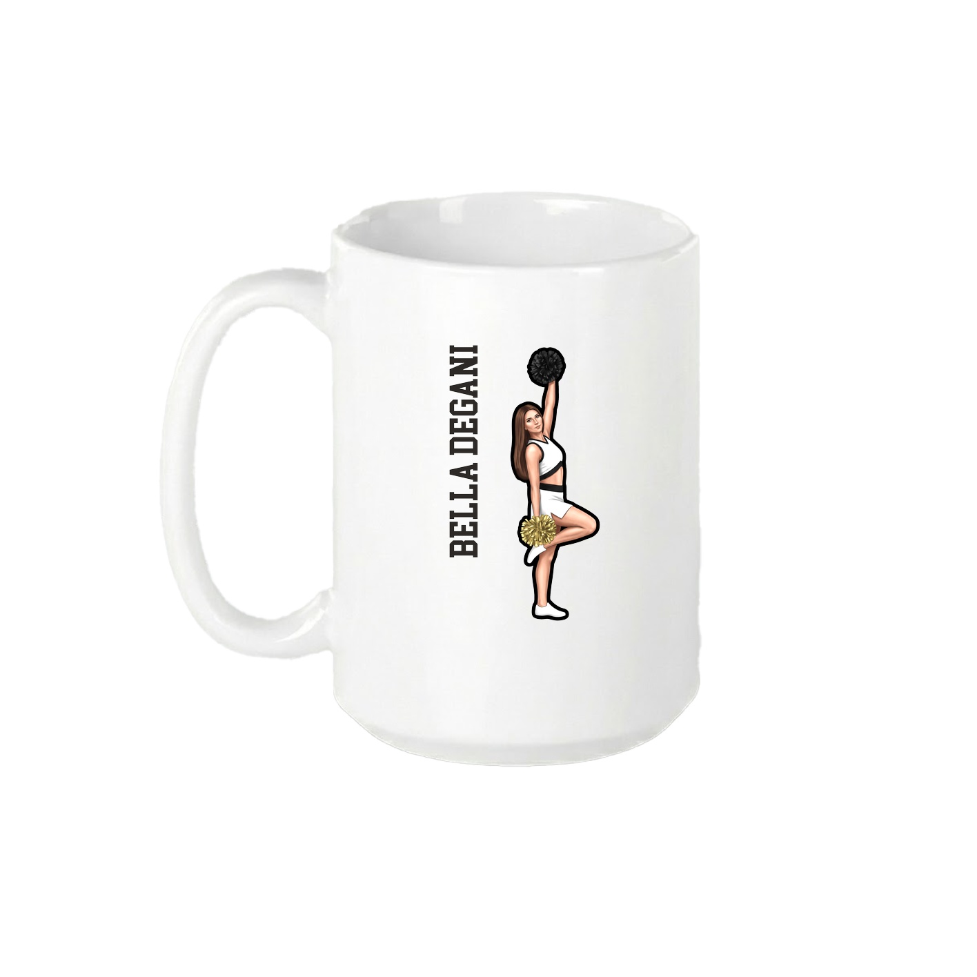 15oz Coffee Mug — Name Vertical in White
