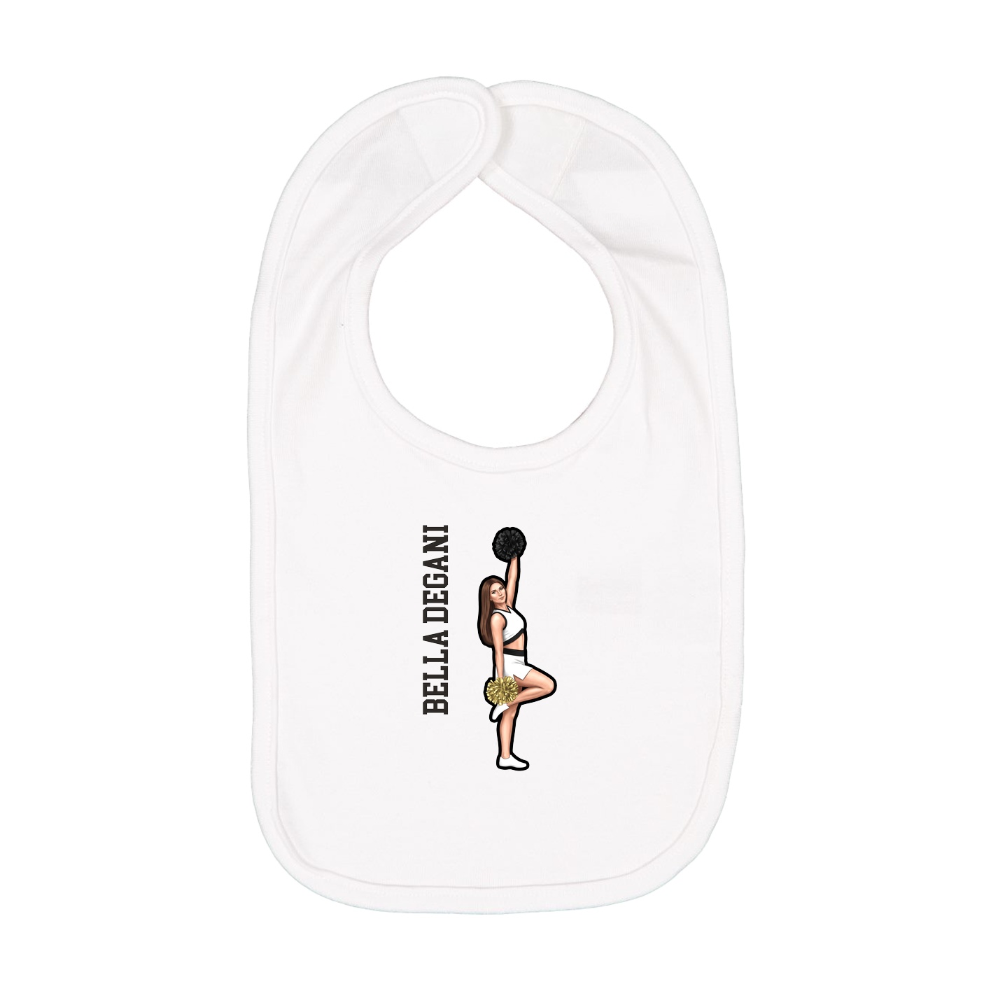 Infant Bib — Name Vertical in White