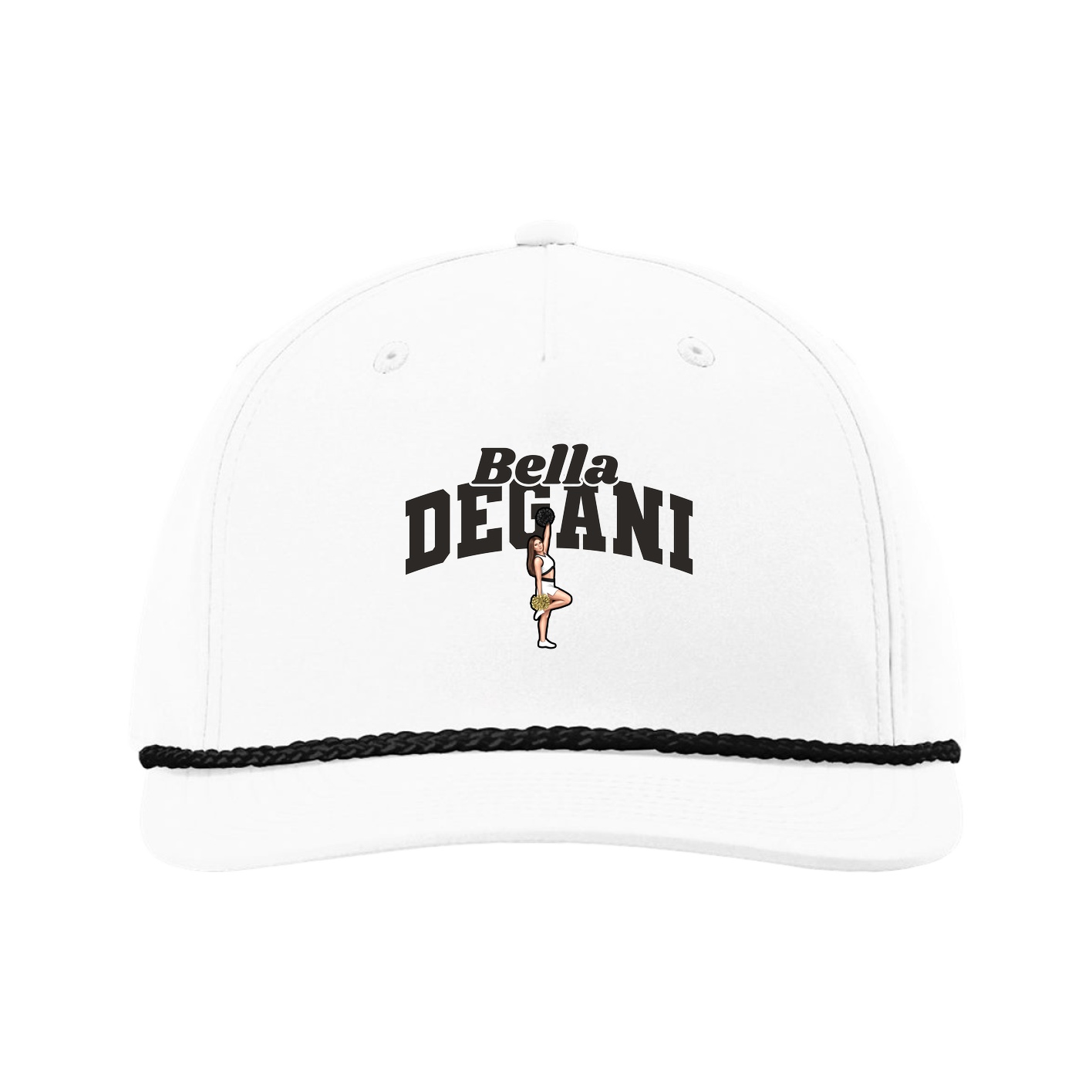 Five-Panel Classic Rope Cap — Signature Arch in White