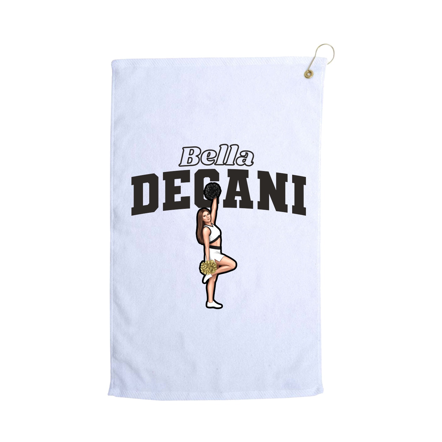 Golf Towel — Name Arch in White