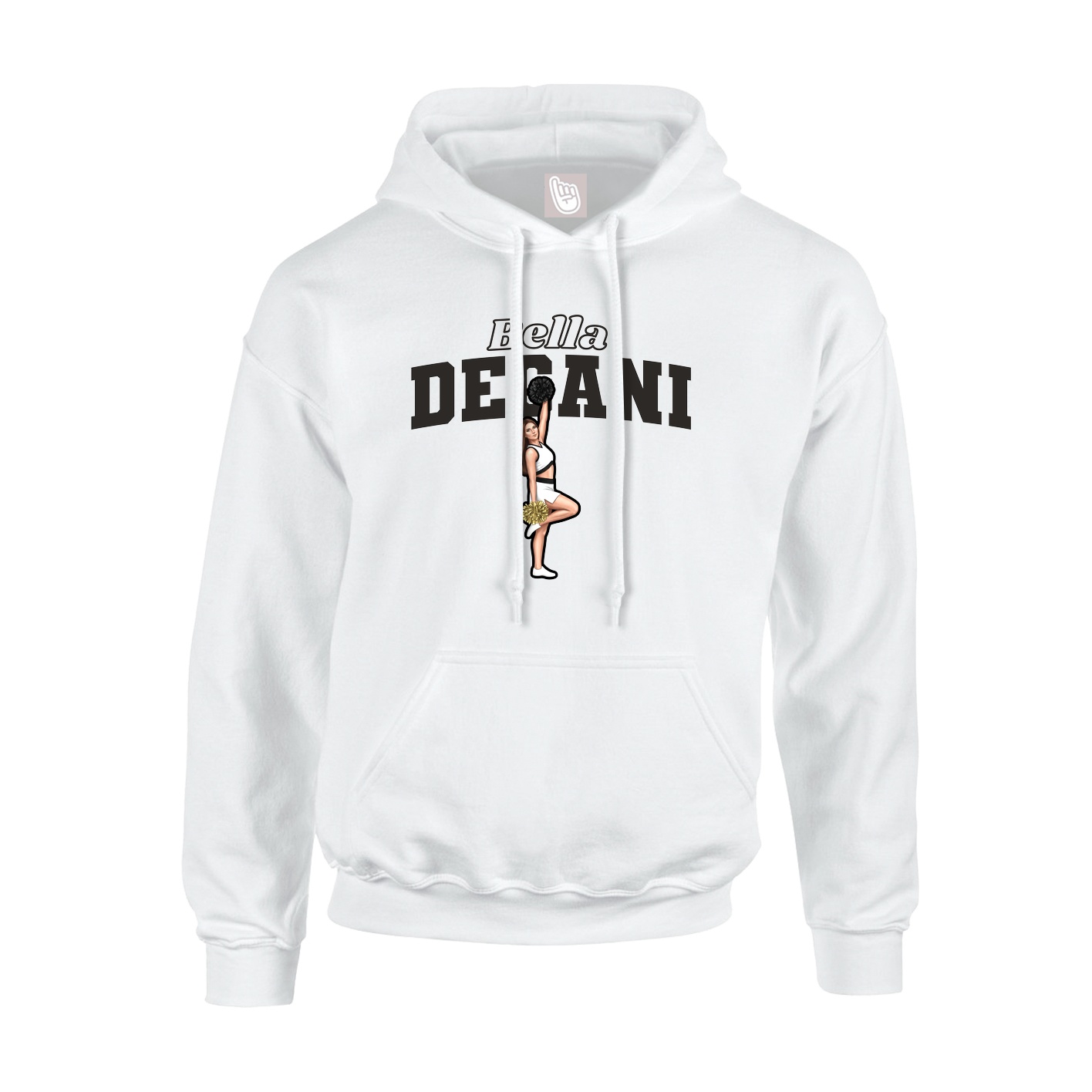 Youth Hoodie — Name Arch in White