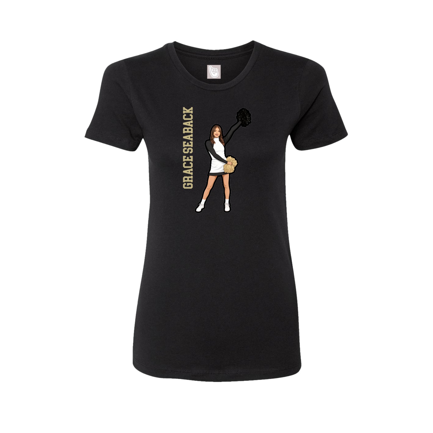Fitted Women's Tee — Name Vertical in Black