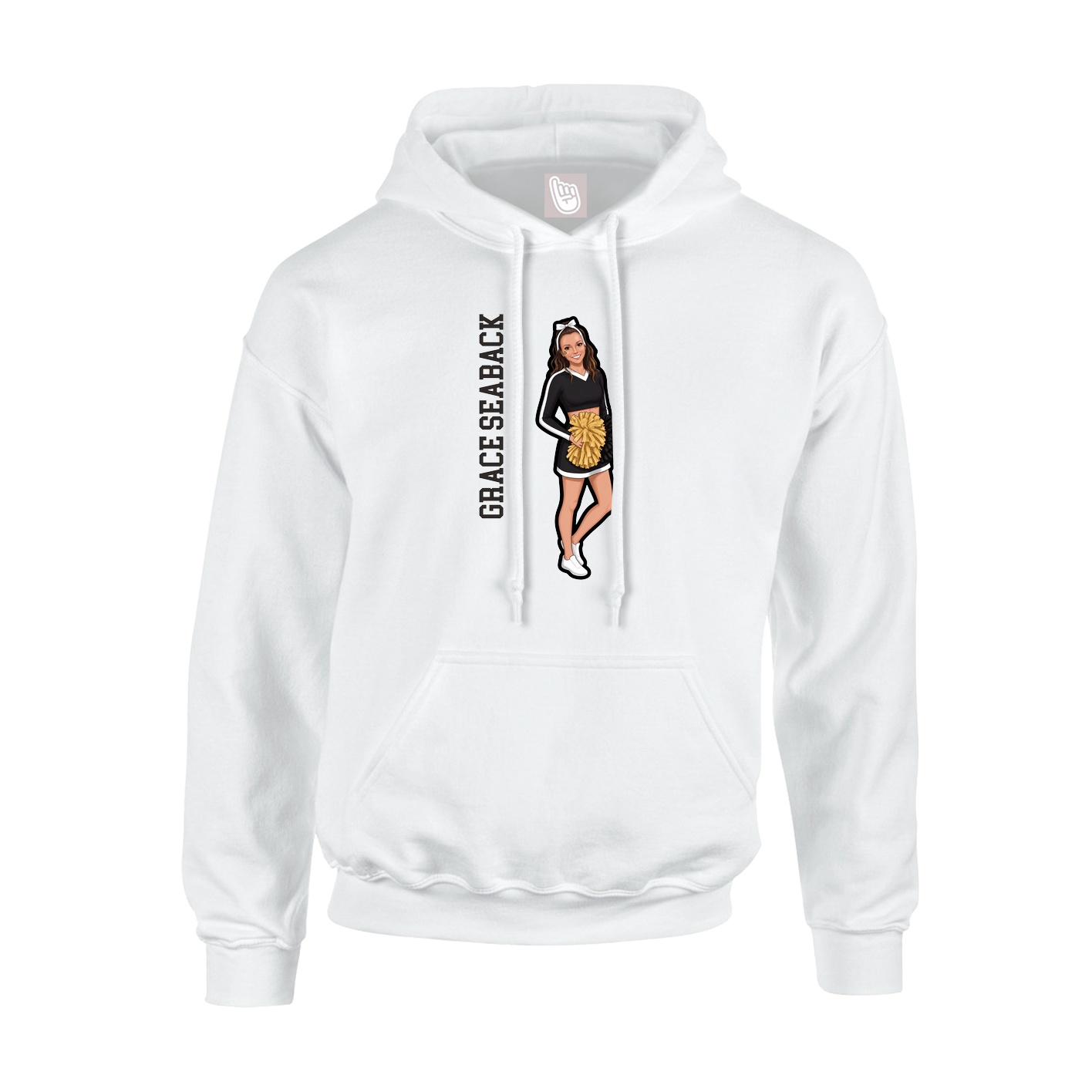 Youth Hoodie — Name Vertical in White
